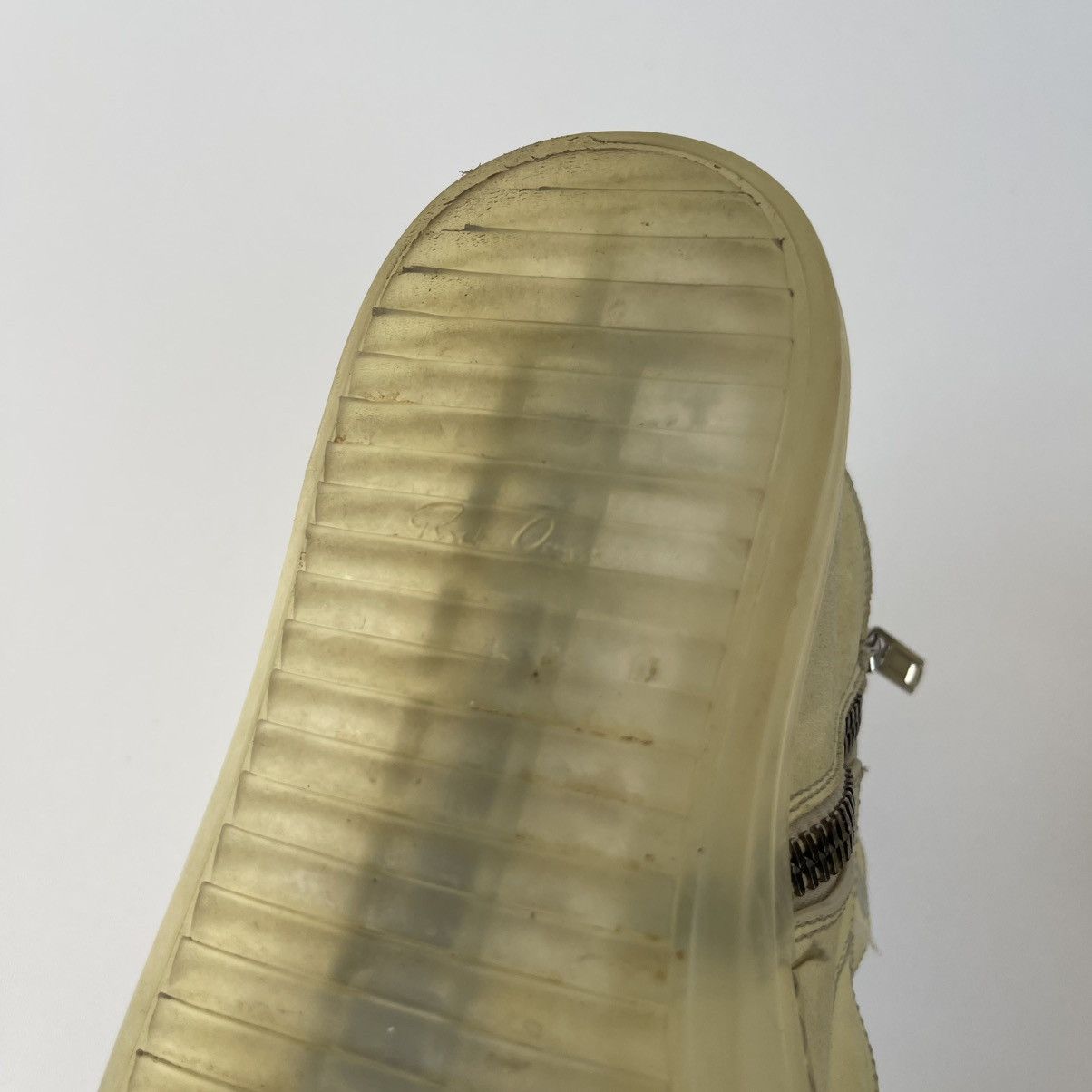 Rick Owens Rick Owens Island Dunk Distressed Hi-Top Zip Sneakers Milk Size US 6 / EU 39 - 11 Thumbnail