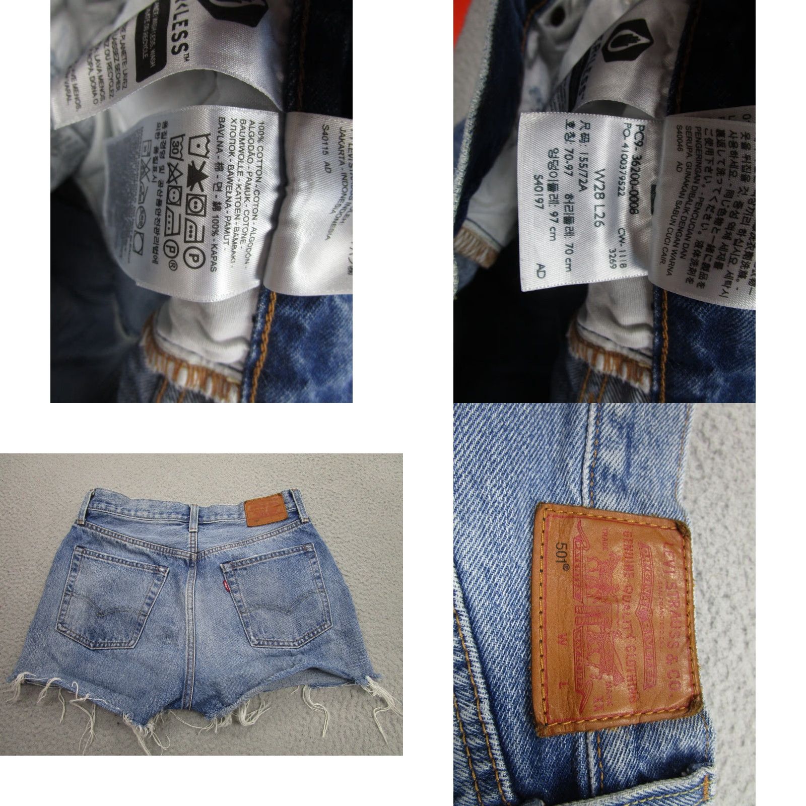 Levi's VINTAGE Levis 501 Premium Shorts Womens 28 Blue Denim High Rise Cutoff Frayed Big E 90s Size 28" / US 6 / IT 42 - 9 Thumbnail