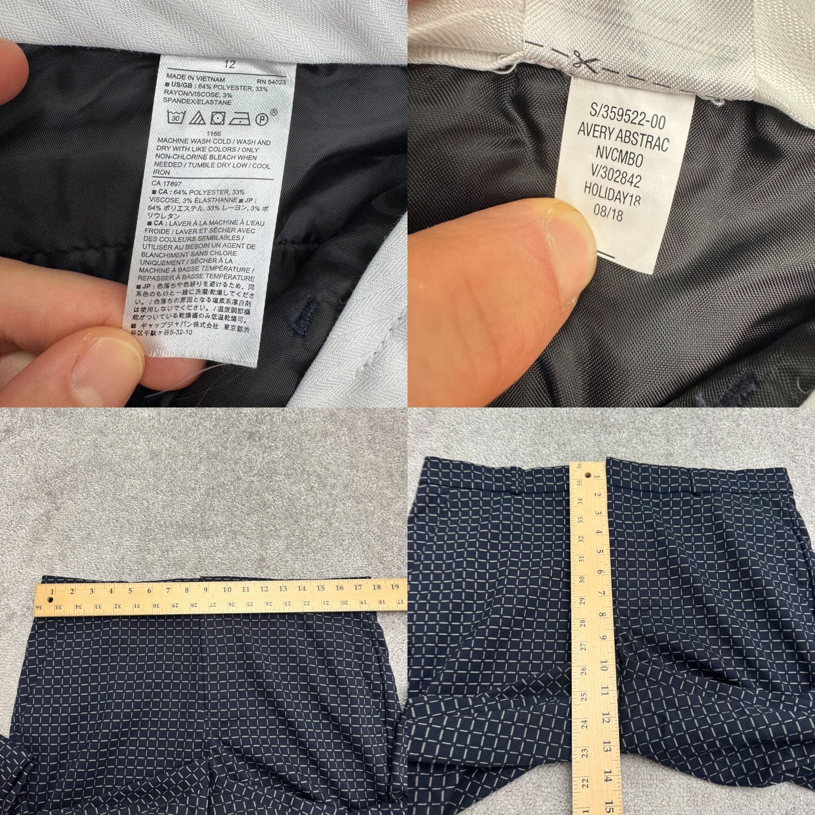 Banana Republic Banana Republic Avery Abstract Straight Leg Ankle Pant Womens 12 Navy Blue Size 34" / US 12 / IT 48 - 8 Thumbnail