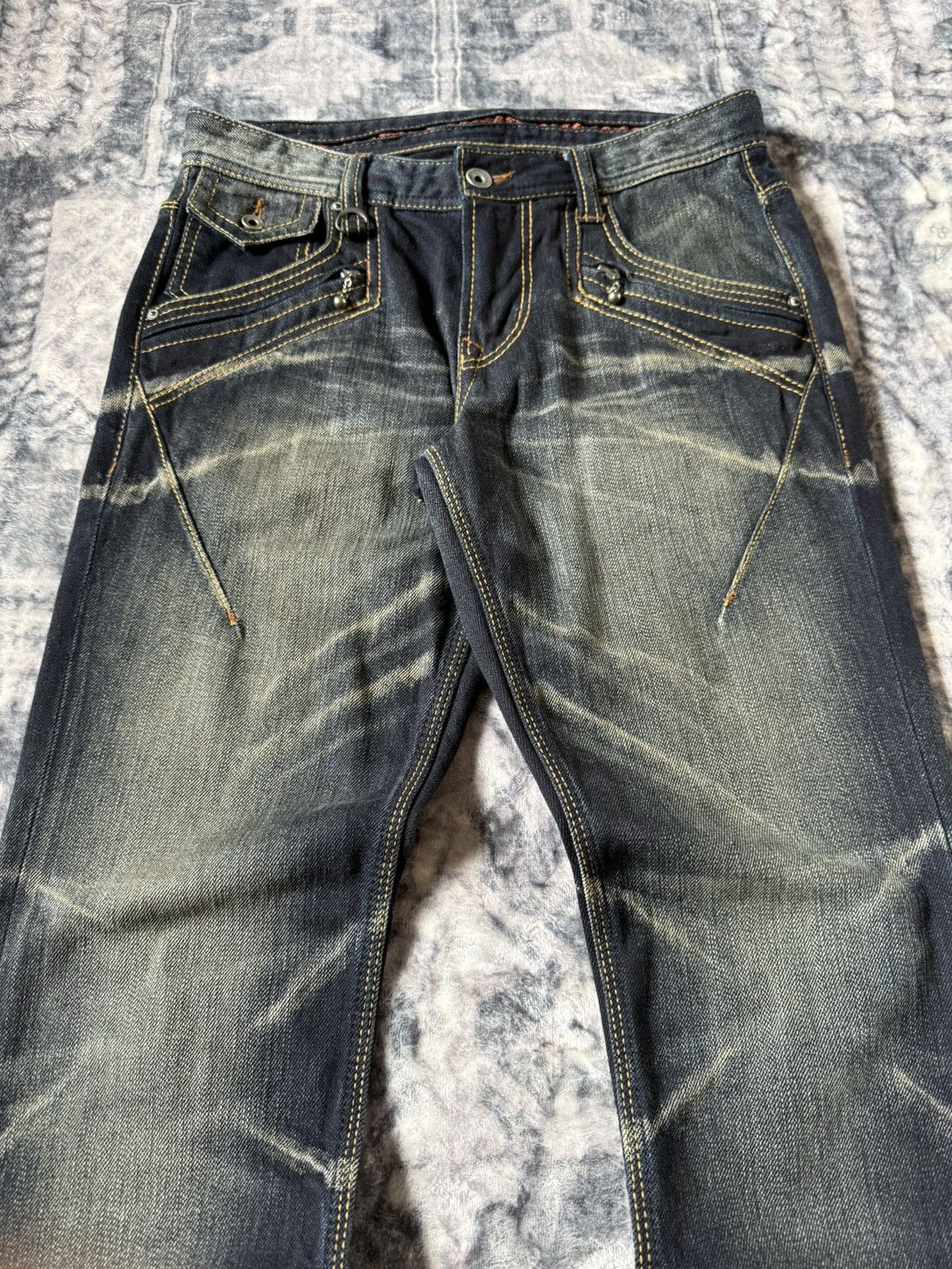 GOSTAR DE FUGA Nicole Club Muddy Wash Bold Contrast Stitched Flared Jeans Size US 30 / EU 46 - 5 Thumbnail