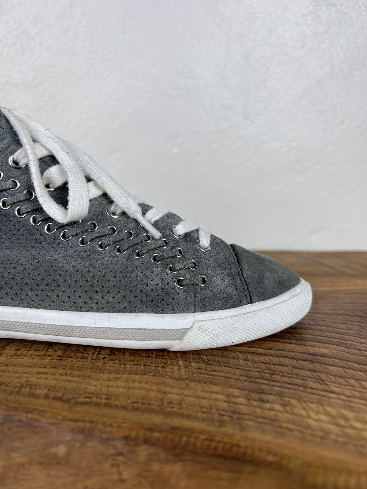 Prada Prada Sport Grey Suede Leather Eyelet Detail High Top 39 Size US 9 / IT 39 - 10 Thumbnail