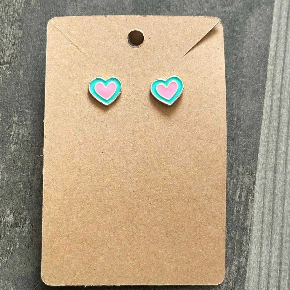 Other pink blue heart stud earrings Size ONE SIZE - 1 Thumbnail