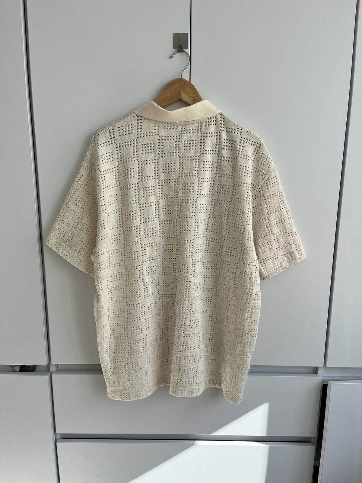 Zara NWT Zara Mesh Crotchet Button Up Shirt in Ecru Size XL mens Size US XL / EU 56 / 4 - 7 Thumbnail