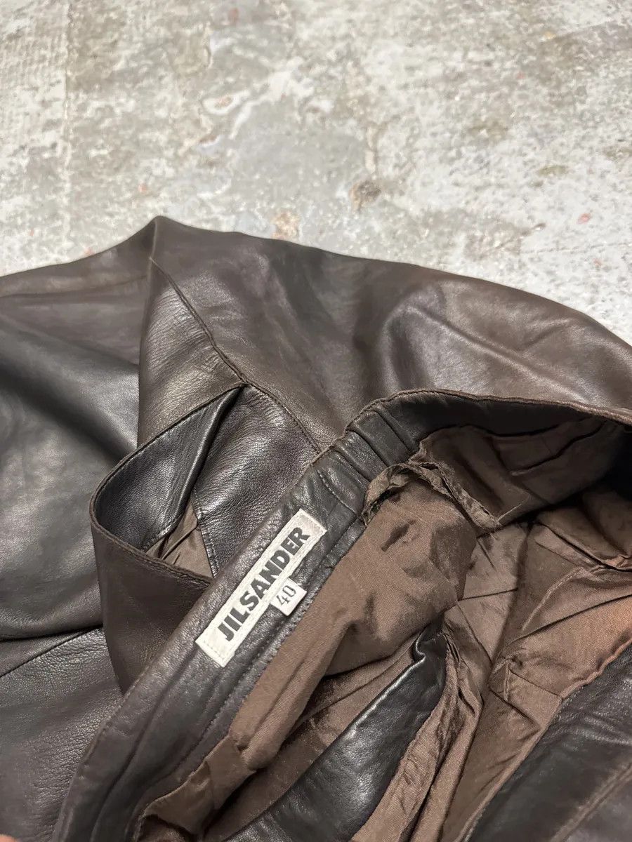 Jil Sander × Vintage Jil Sander Brown Dark Leather Eroded Pants Size US 30 / EU 46 - 7 Thumbnail