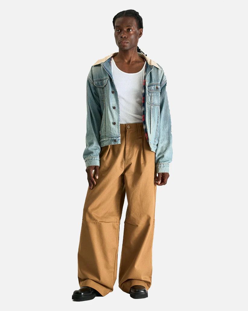 Simone Rocha o1s1v1r1oon0825 Wide Leg Puddle Drill Jeans in Brown/Khaki Size US 32 / EU 48 - 4 Thumbnail