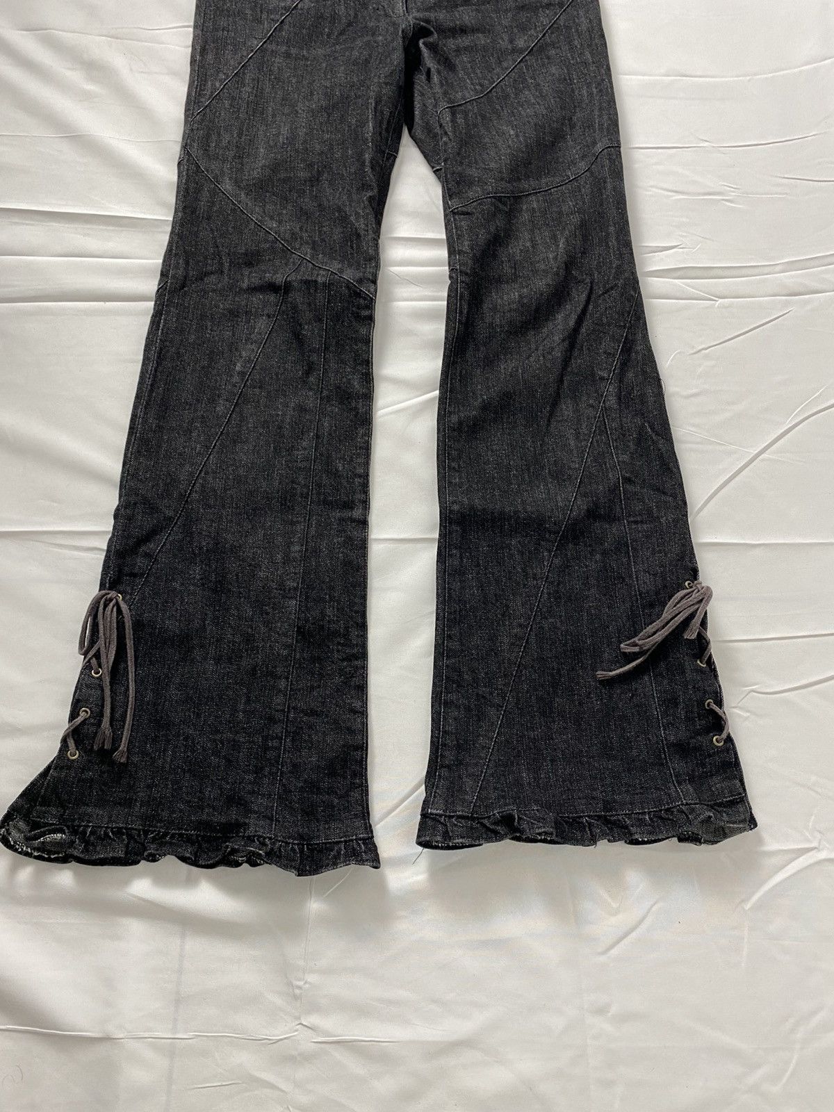 Tornado Mart L’est Rose Flared Lace Up Denim Pants like Tornado Mart Size US 28 / EU 44 - 7 Thumbnail