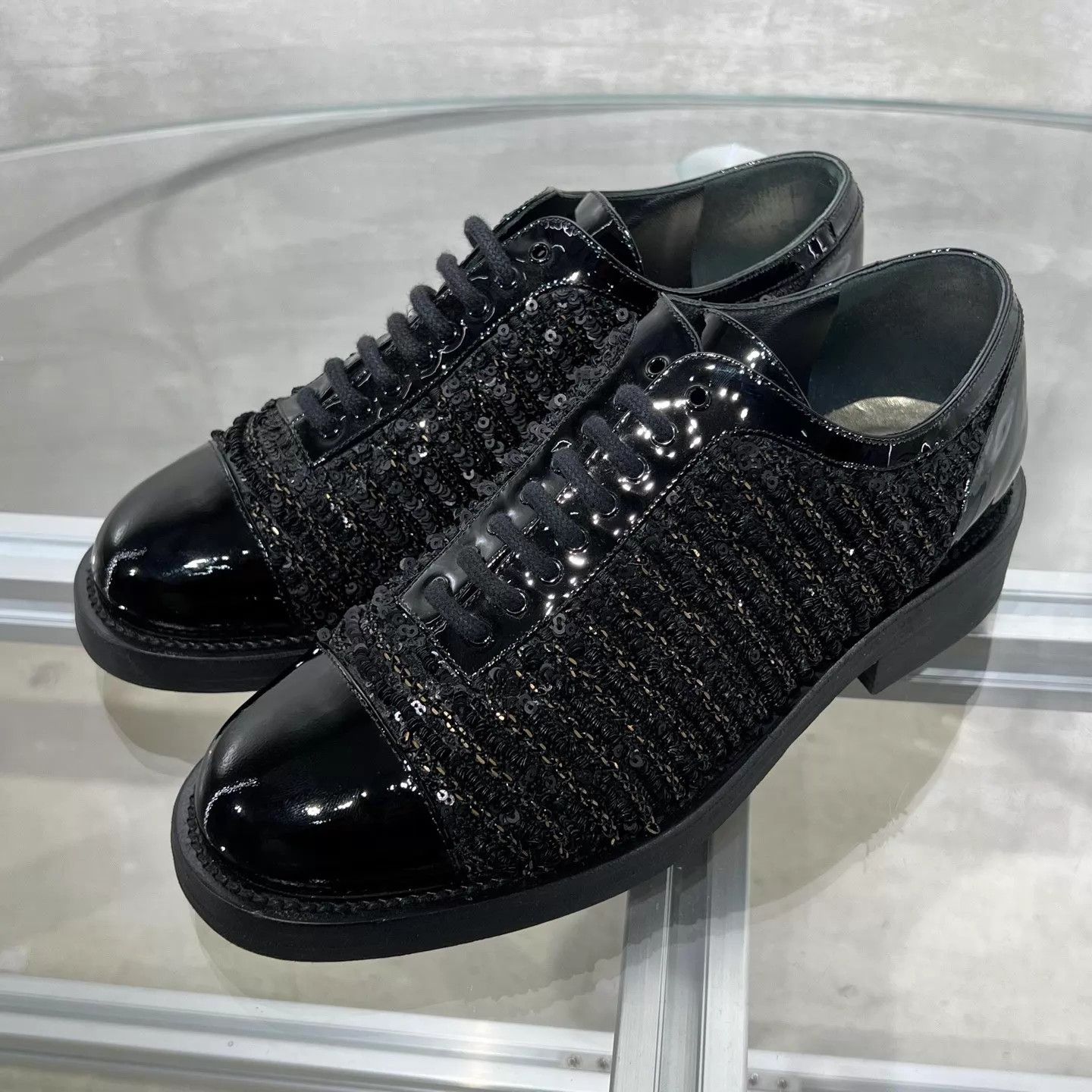 Chanel Chanel Black Patent Leather Sequin Derby EUR36 Size US 5.5 / IT 35.5 - 2 Thumbnail
