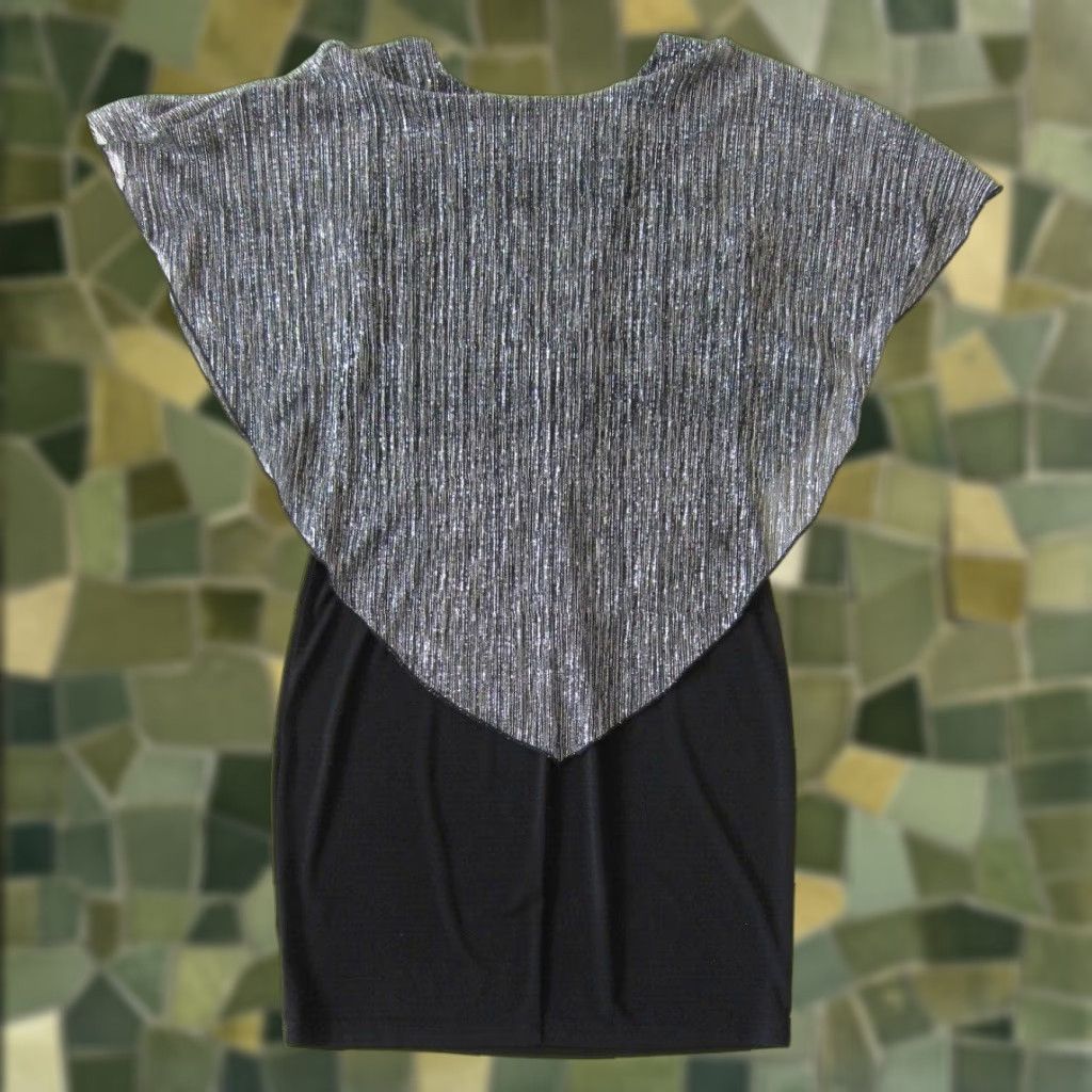 Vintage VINTAGE En Focus Studio Silver Sparkly Black Stretch Tunic Shift Pencil Dress Women 4 Size S / US 4 / IT 40 - 1 Thumbnail