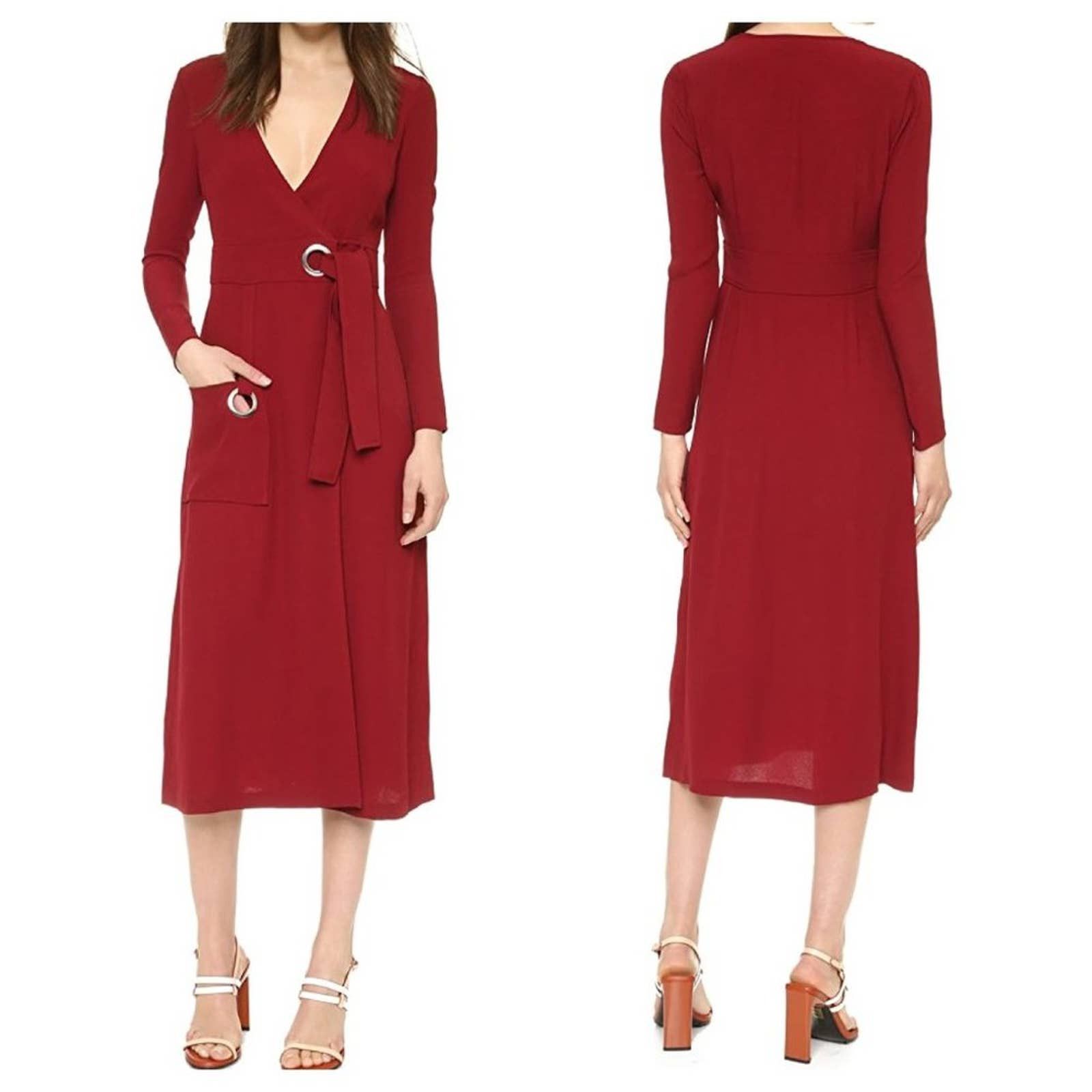 image of A L C A.l.c. Ray Crepe Wrap Dress Bordeaux Cranberry Red, Women's (Size Small)