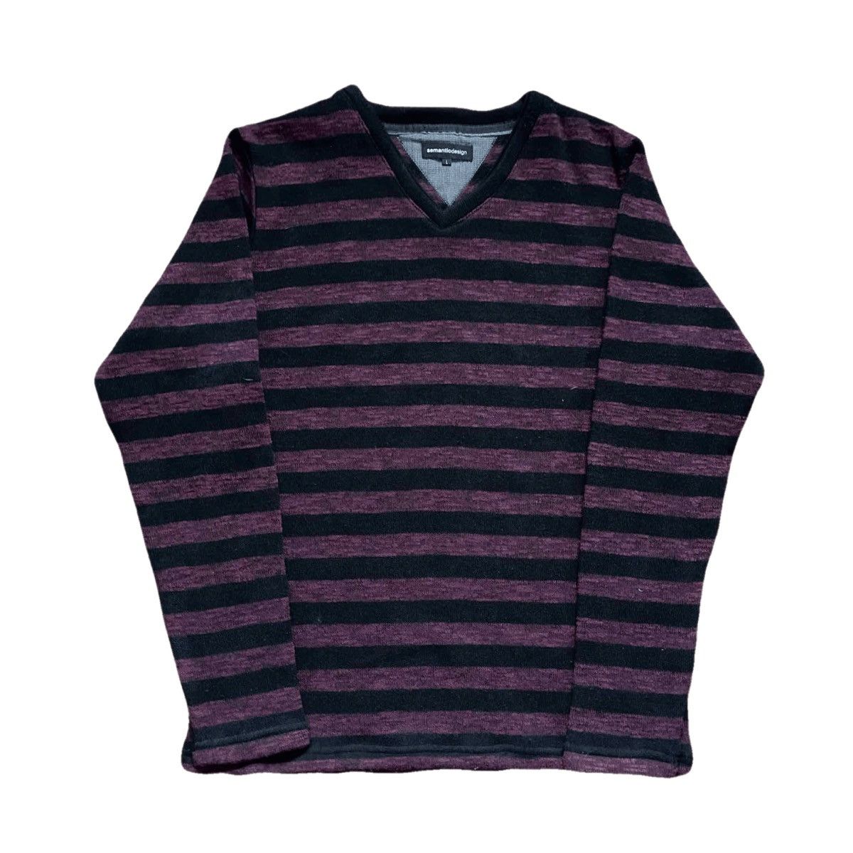 2000s V-neck border knit sweater コレクション