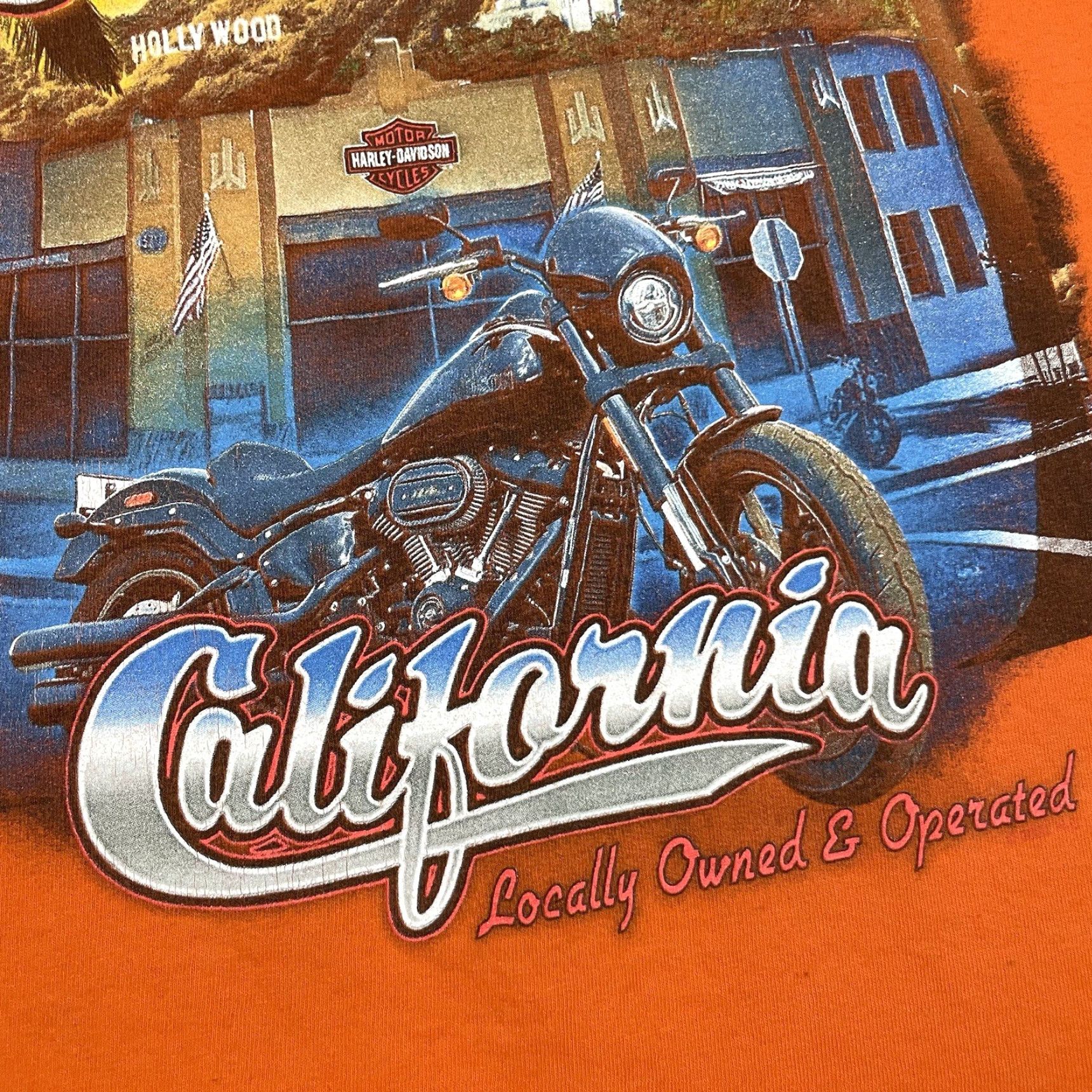 Harley Davidson VINTAGE Harley Davidson T Shirt Adult Large Orange Glendale Hollywood California Graphic Size US L / EU 52-54 / 3 - 3 Thumbnail