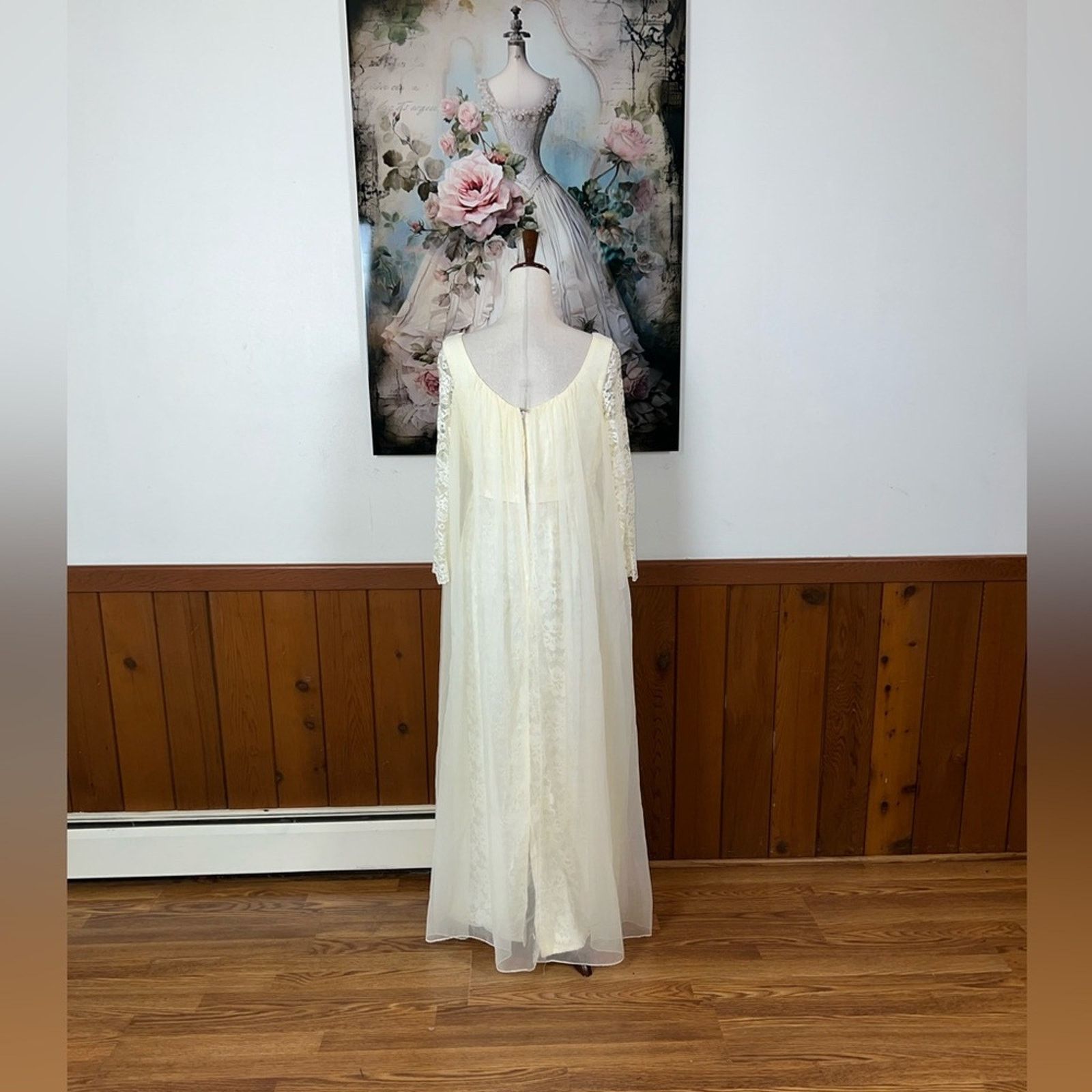 Vintage Beautiful Ethereal Union Made Chiffon & Lace Wedding Gown! Size XL / US 12-14 / IT 48-50 - 5 Thumbnail