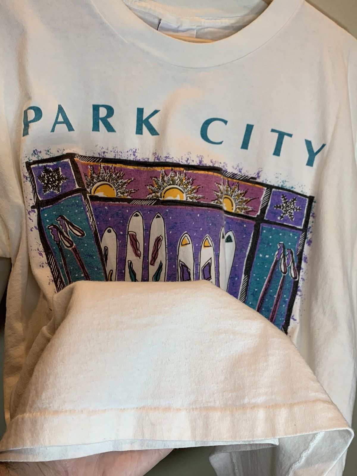 Vintage *RARE* Vintage 1991 Park City Utah Ski Snow Winter Art Shirt Size US L / EU 52-54 / 3 - 7 Thumbnail