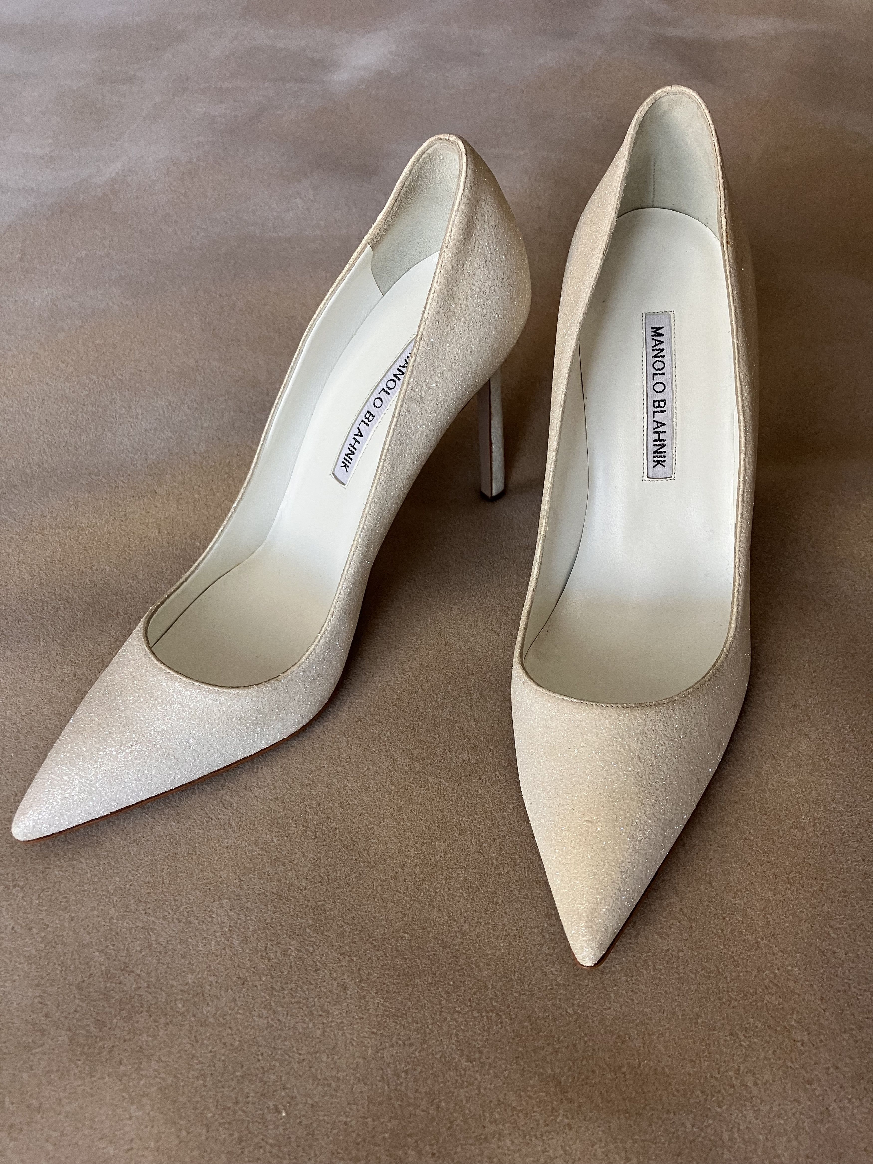 Manolo Blahnik Manolo Blahnik White Sparkly Stiletto Heels - 39 Size US 9 / IT 39 - 1 Thumbnail