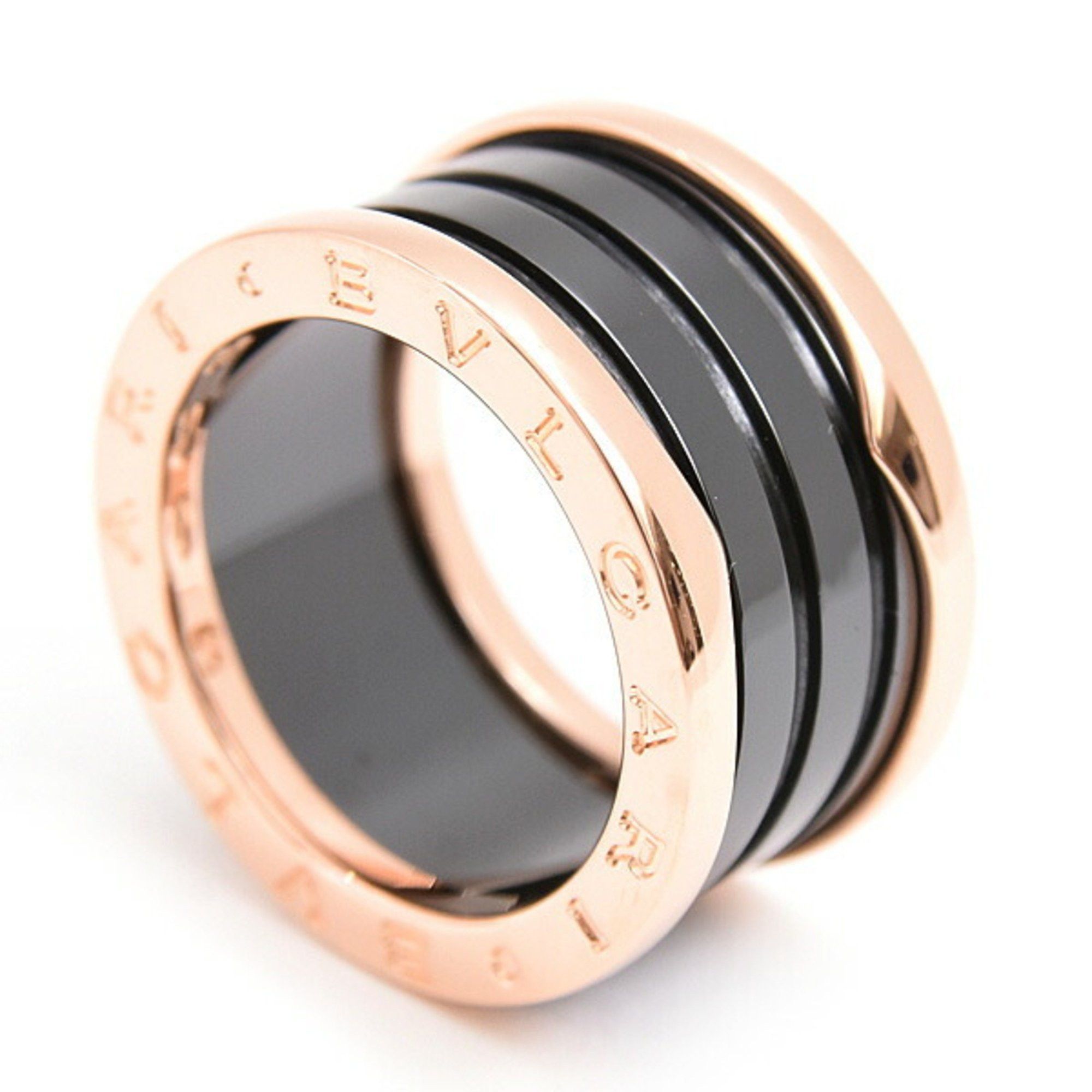 BVLGARI B-ZERO1 Ring for Men and Women, Size 5, Pink Gold Ceramic, 750PG x  CE Rings