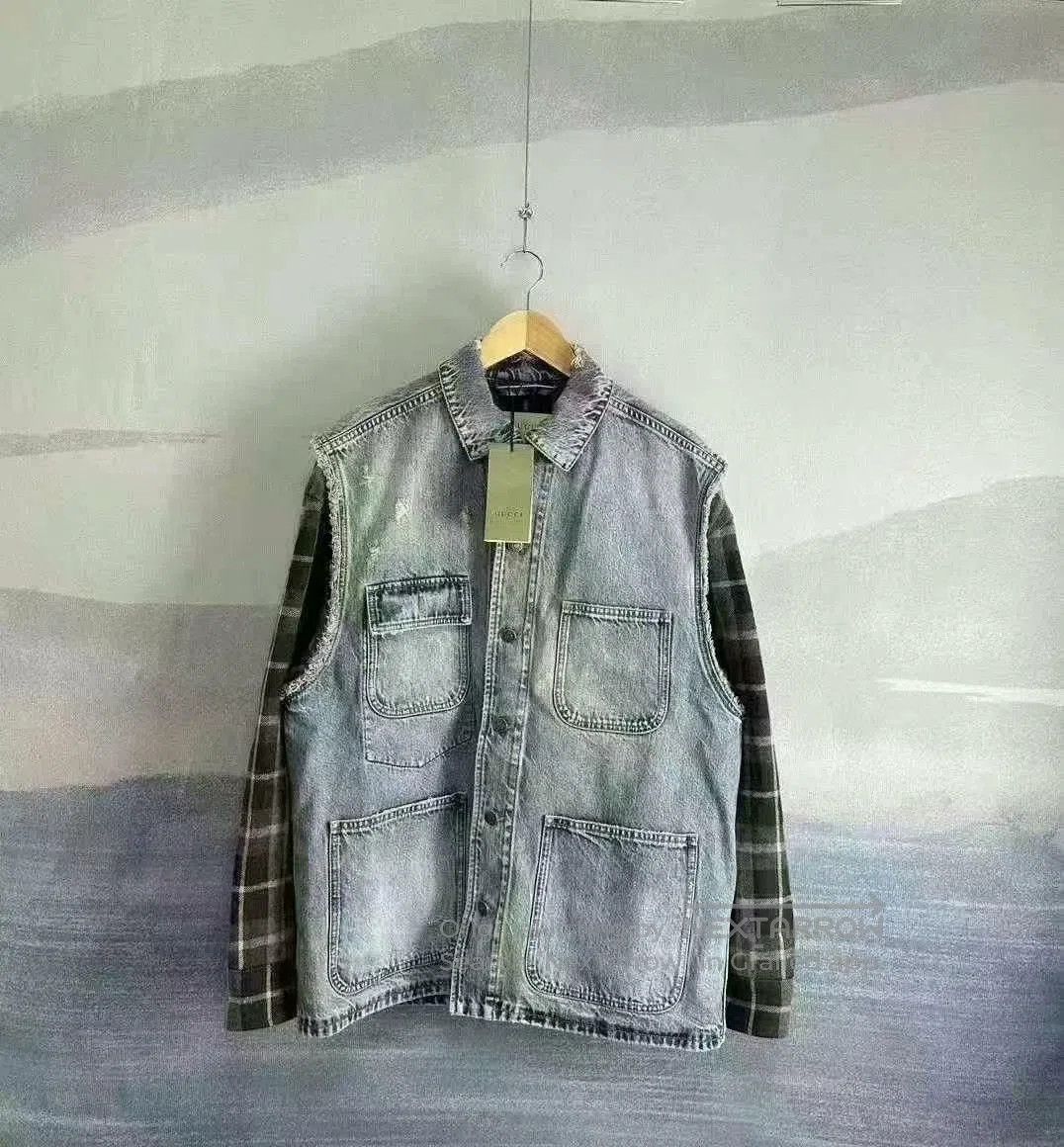 vintage gucci embroidered denim arm jacket.