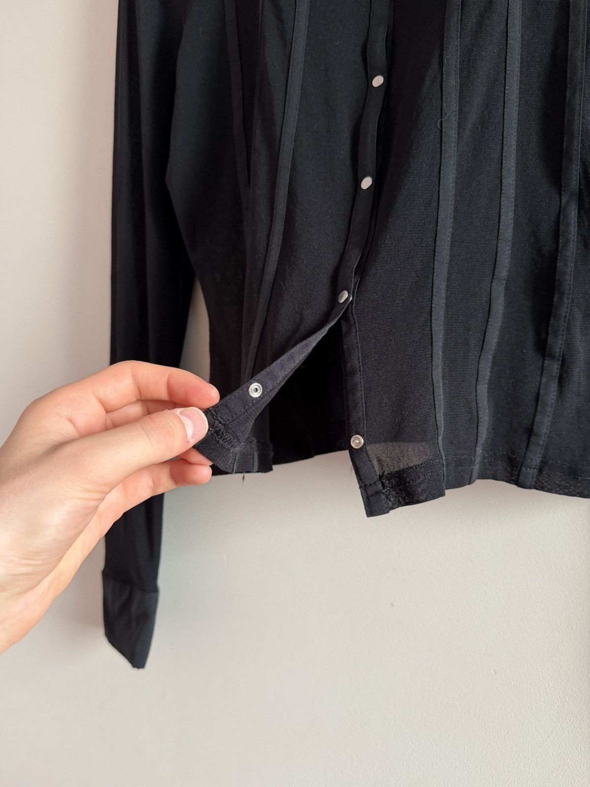 Vintage Sheer Black Fitted Blouse Mesh Button Shirt Size S / US 4 / IT 40 - 5 Thumbnail