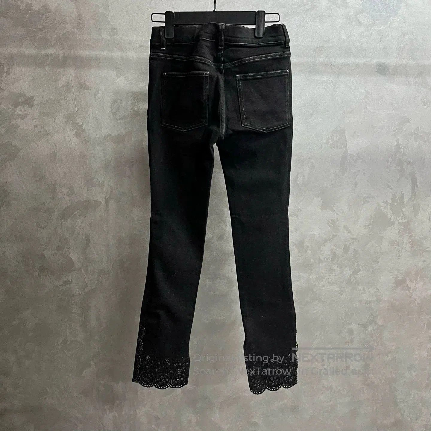 Chanel Chanel Black Lace Trim Straight Jeans. Size 33" - 2 Thumbnail