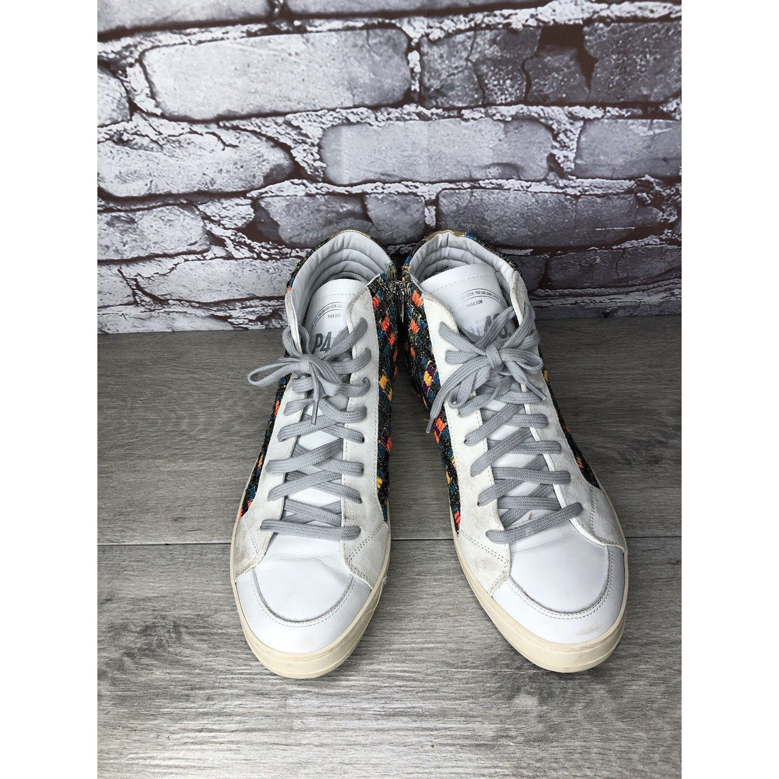 P448 P448 Skate Malhia Sneakers White Leather Lace Up High Top Sh Size US 10.5 / IT 40.5 - 24 Thumbnail