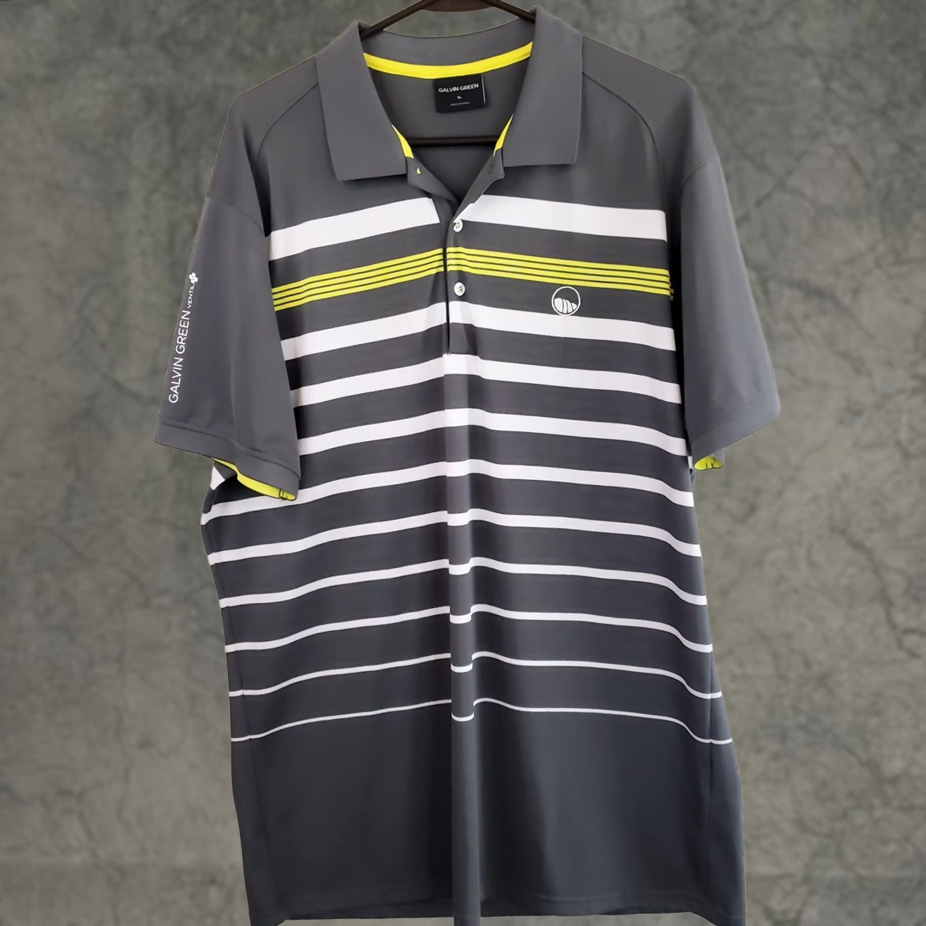 Galvin Green Galvin Green Ventil Golf Polo Men's XL Gray White Green Striped Stretch Shirt Size US XL / EU 56 / 4 - 1 Thumbnail