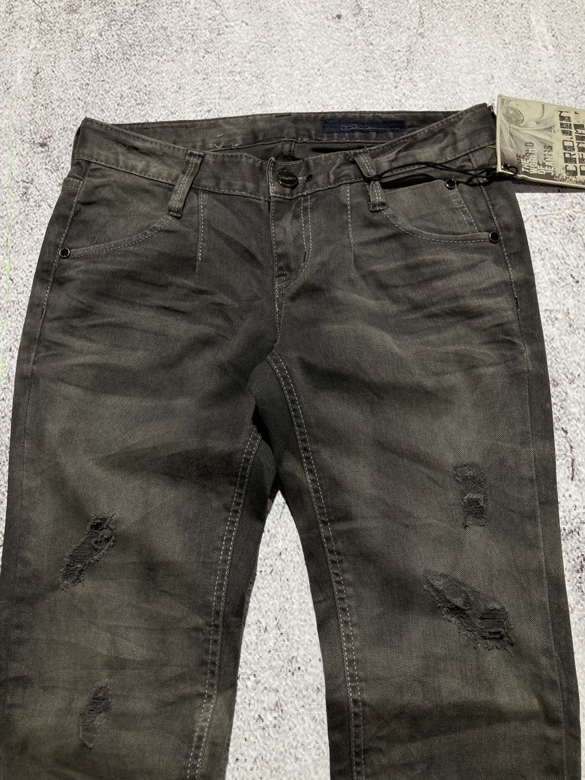 Japanese Brand 2000s Crown Denim Ripped Clawmark Denim Jeans Punk Gothic Size US 27 - 11 Thumbnail