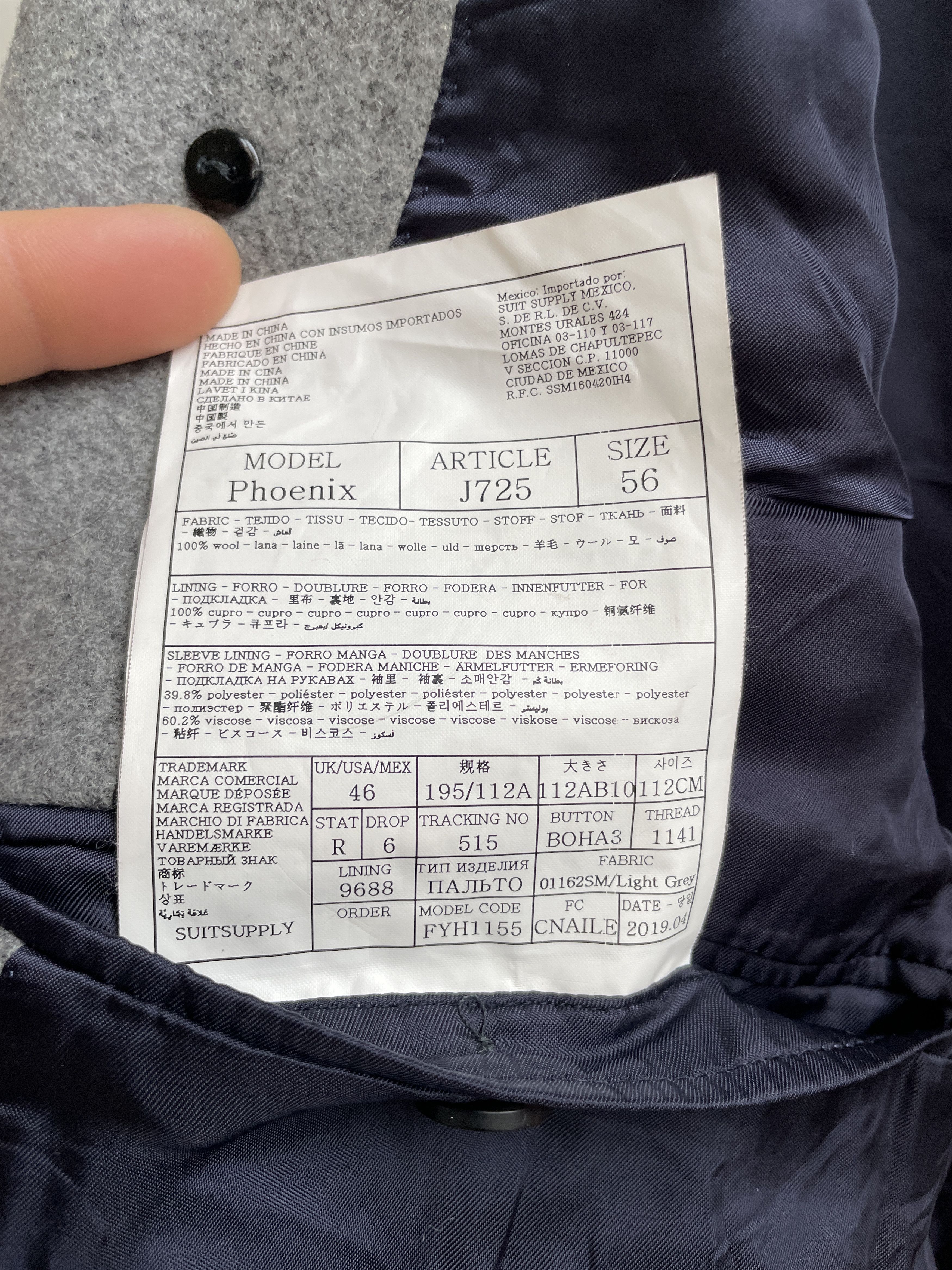Suitsupply Suitsupply Phoenix Double Breasted Wool Pea Coat Size US XL / EU 56 / 4 - 8 Thumbnail