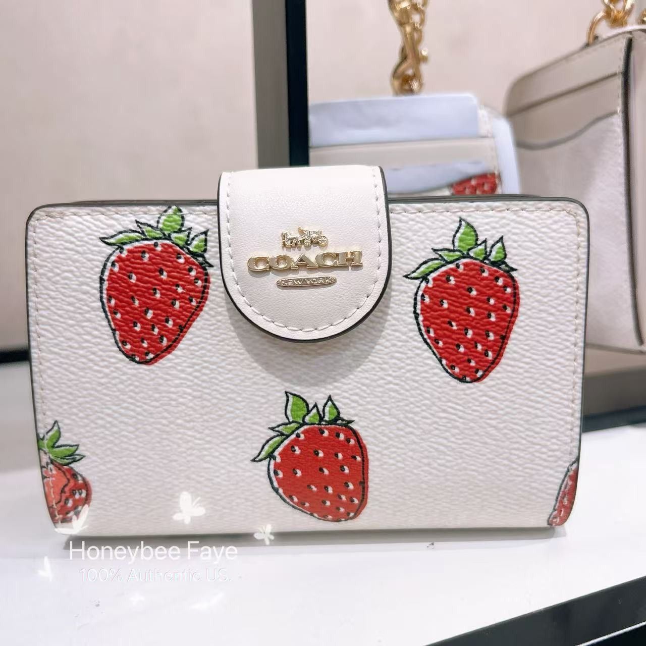 Coach Coach CAP01 Medium Corner Zip Wallet With Strawberry Print Size ONE SIZE - 1 Thumbnail