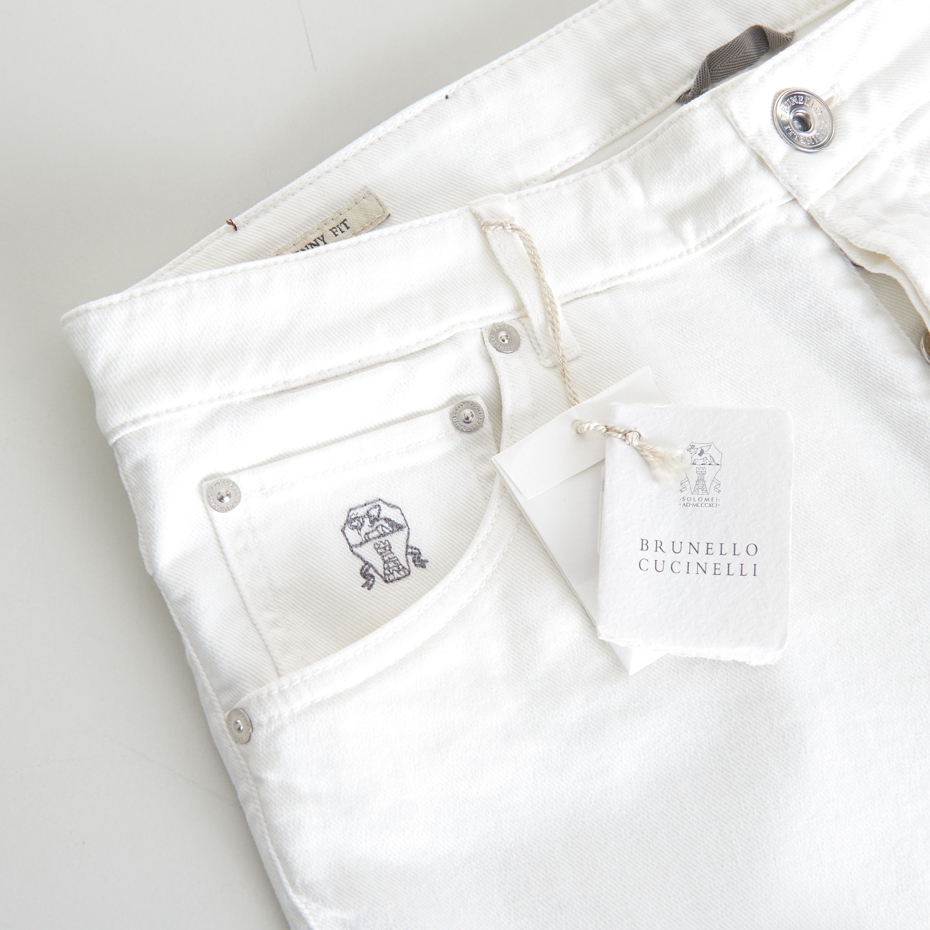 Brunello Cucinelli Snow White Stretch Denim Trousers - Slim Fit, Five-Pocket Size US 36 / EU 52 - 6 Thumbnail