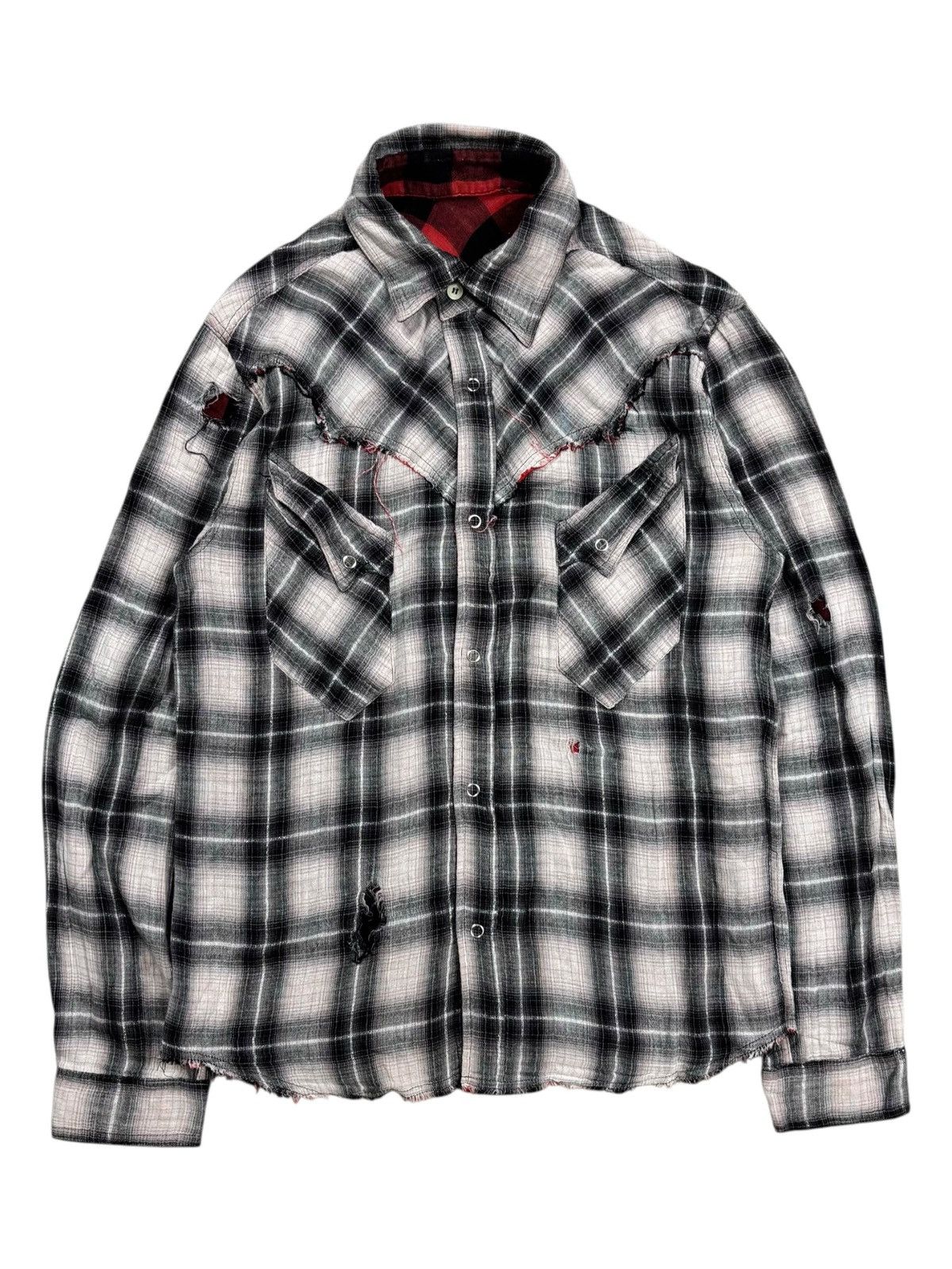 JACKROSE 2000s Jackrose - Distressed Western Flannel Shirt Size US M / EU 48-50 / 2 - 1 Thumbnail