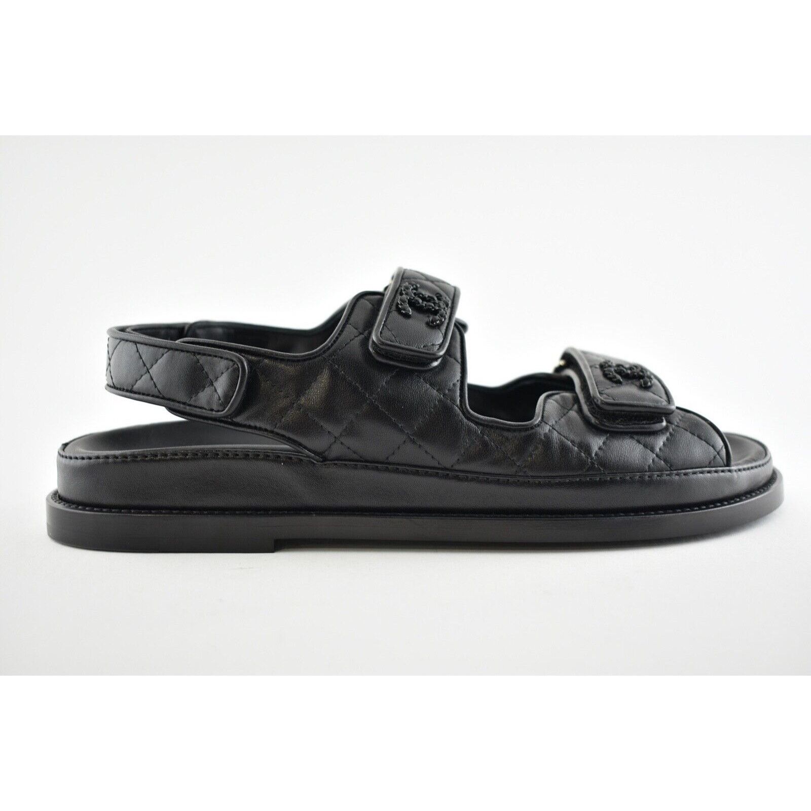 Chanel Chanel Black Leather Quilted Chain CC Logo Mule Slide Strap Size US 9.5 / IT 39.5 - 2 Thumbnail