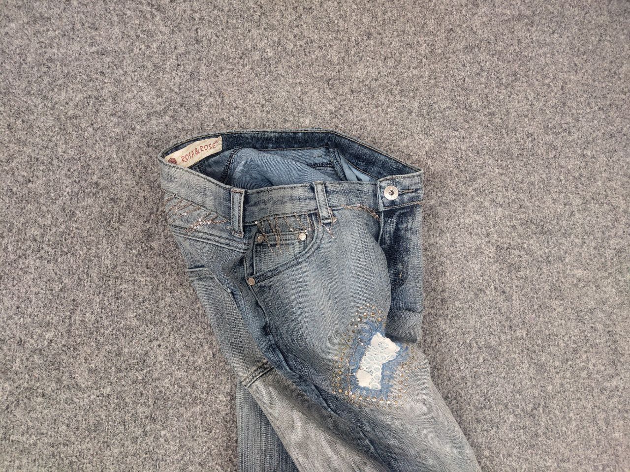 If Six Was Nine Rosa & Rose vintage Y2K Style Faded denim Flared Jeans LGB Size 28" / US 6 / IT 42 - 3 Thumbnail