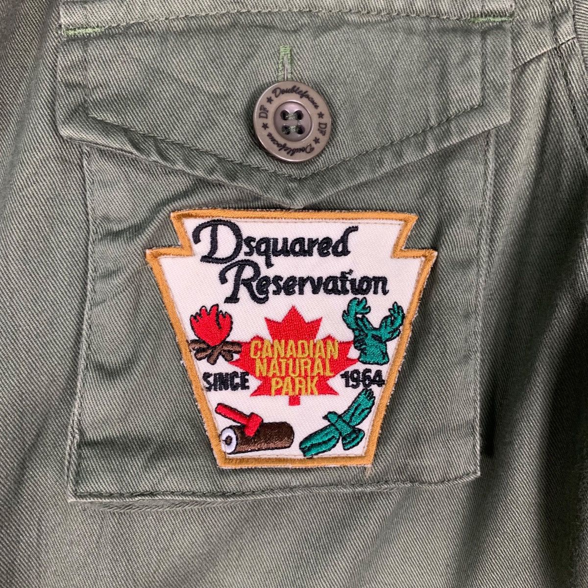 Japanese Brand DOUBLEFOCUS Dsquared Patches Field Jacket #1237-C56 Size US L / EU 52-54 / 3 - 15 Thumbnail
