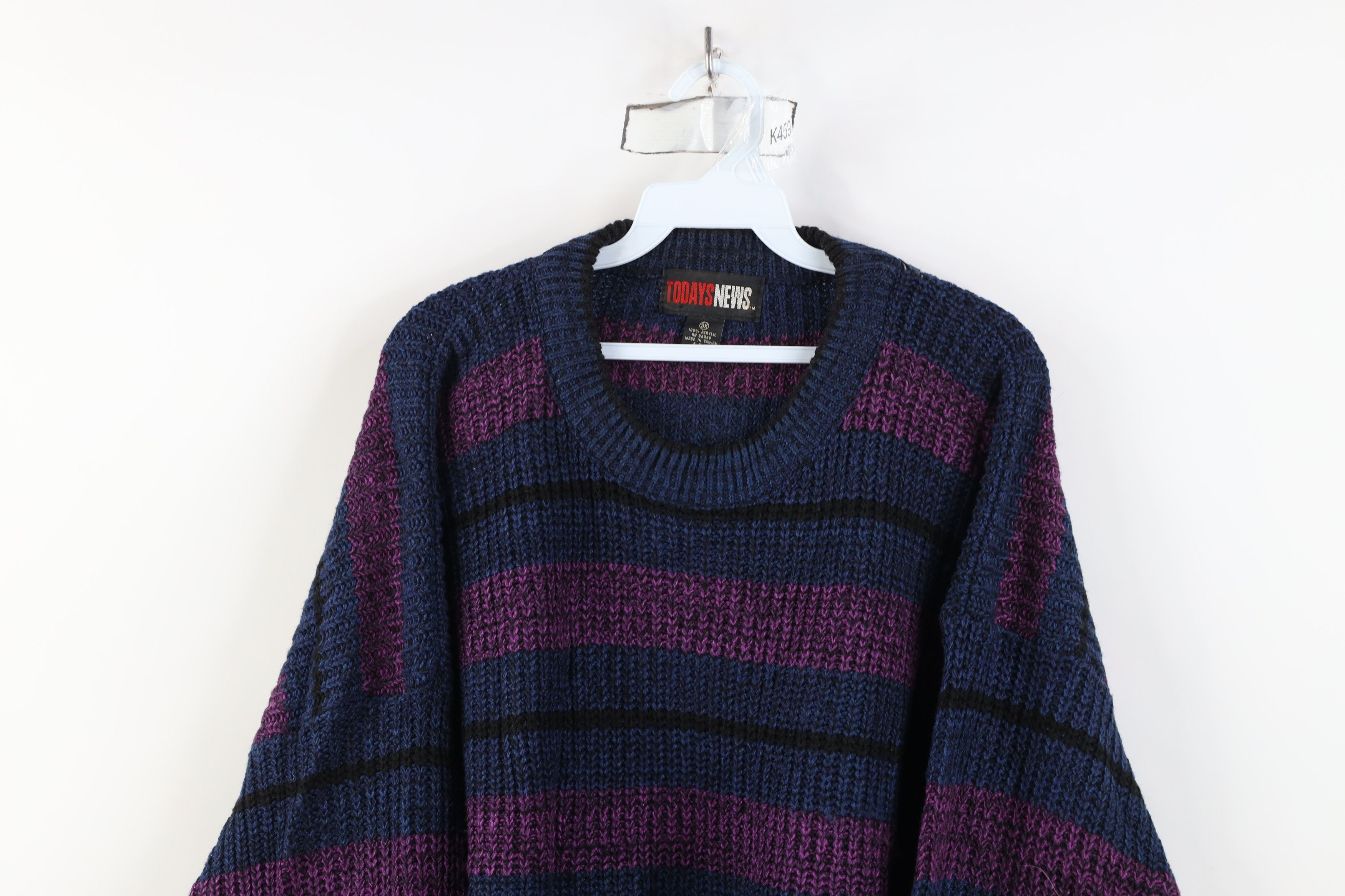Vintage Vintage 90s Streetwear Block Ribbed Knit Crewneck Sweater Size US XXL / EU 58 / 5 - 2 Thumbnail