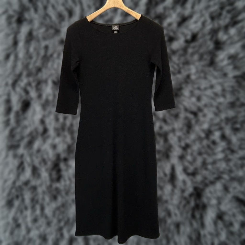 Eileen Fisher Eileen Fisher Midi Dress Women’s PP Petite A-Line 100% Wool Black Minimalist Size XXS / US 00 / IT 34 - 1 Thumbnail