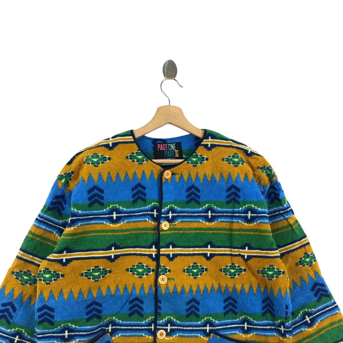Vintage Vtg PAGE ONE PART III Aztec Navajo Art Fleece Cardigan Size XXL / US 16-18 / IT 52-54 - 3 Thumbnail