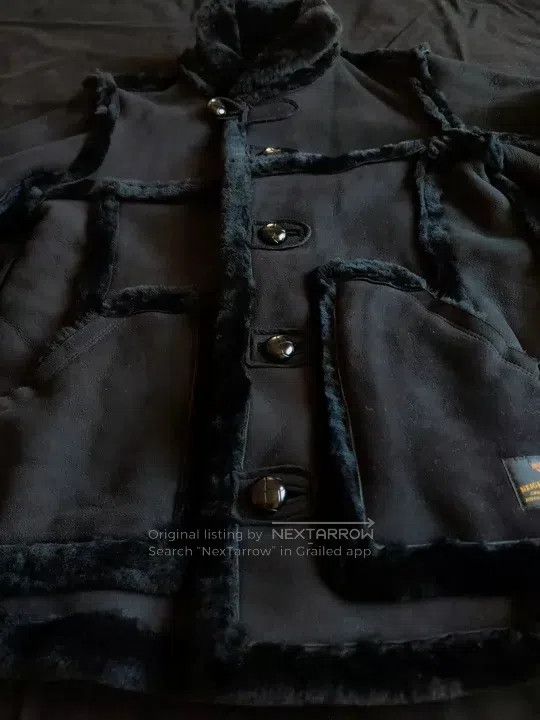 Neighborhood Neighborhood Luxury Fur Lined Leather Jacket, Pure Black, Size US S / EU 44-46 / 1 - 2 Thumbnail