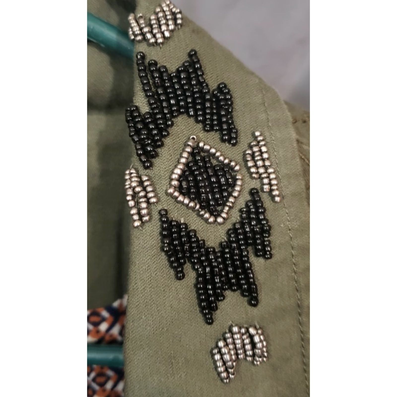 Miss Me Miss Me Army Green Beaded Collar Jacket Embellished Size S Button-Front Casual Womens Jacket Size S / US 4 / IT 40 - 5 Thumbnail