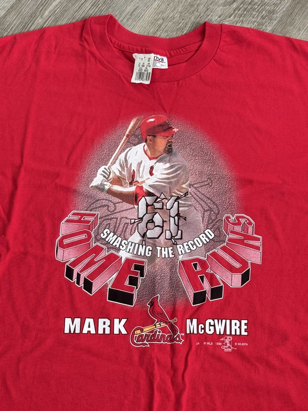 MLB Vintage 1998 Mark McGwire Home Run Tee Size US XL / EU 56 / 4 - 2 Thumbnail