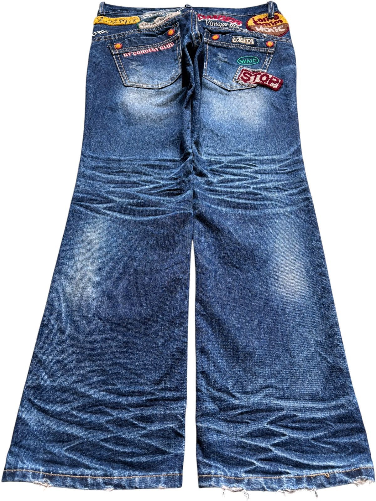 Japanese Brand Vintage Japanese Brand Patch Embellish Mud Wash Loose Jean Size US 34 / EU 50 - 2 Thumbnail