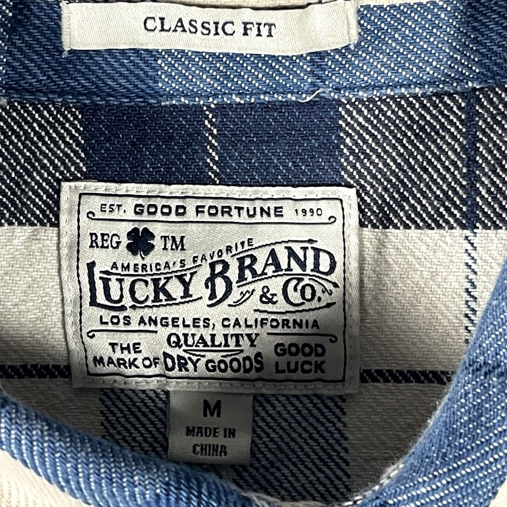 Lucky Brand Lucky Brand Mens Blue White Plaid Shirt Long Sleeve Snap Button-Up Regular M Casual Western Size US M / EU 48-50 / 2 - 5 Thumbnail