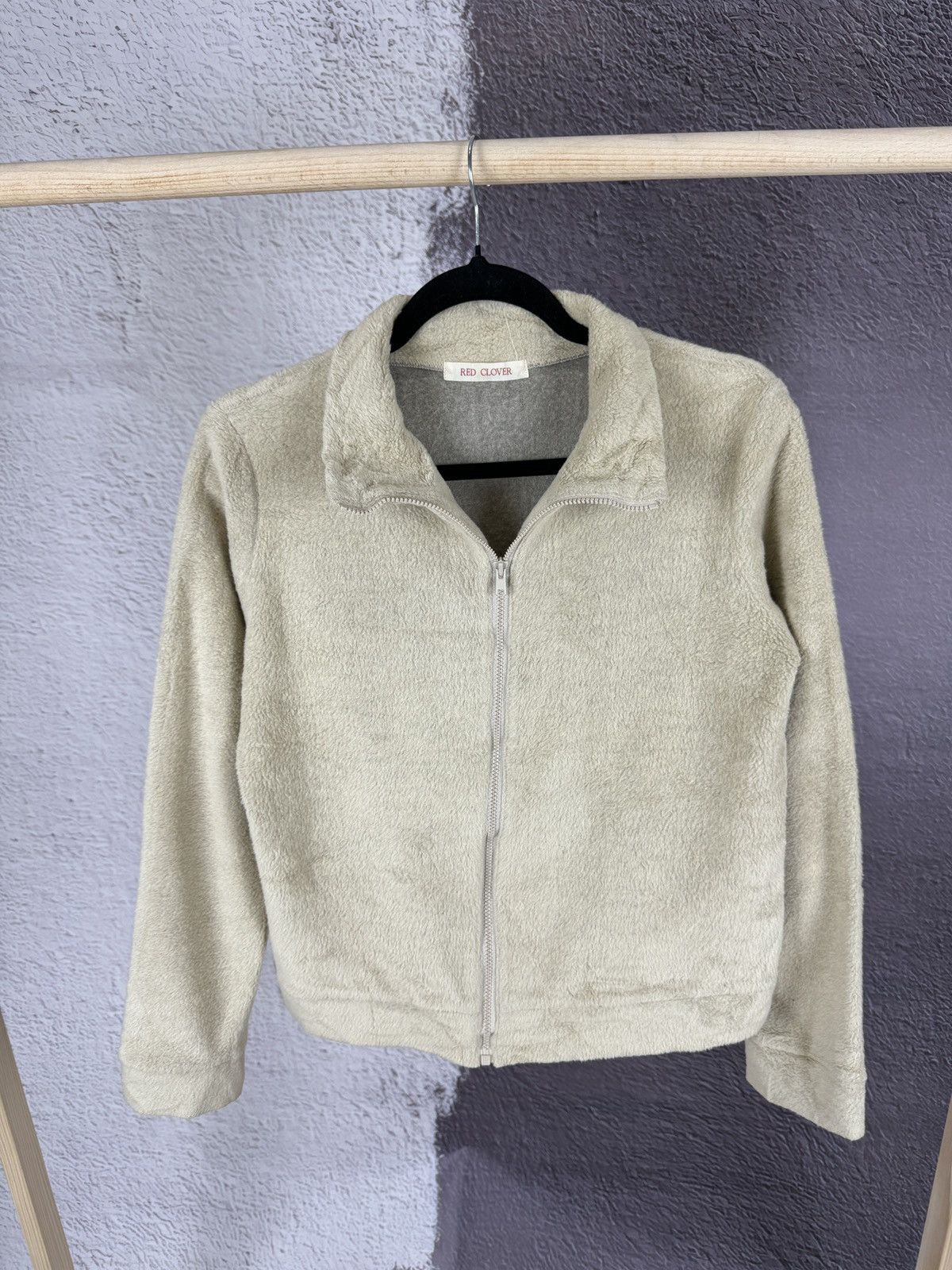 Designer × Japanese Brand × Vintage Red Clover Japan 🇯🇵 vintage beige full zip fleece pullover Size S / US 4 / IT 40 - 1 Thumbnail