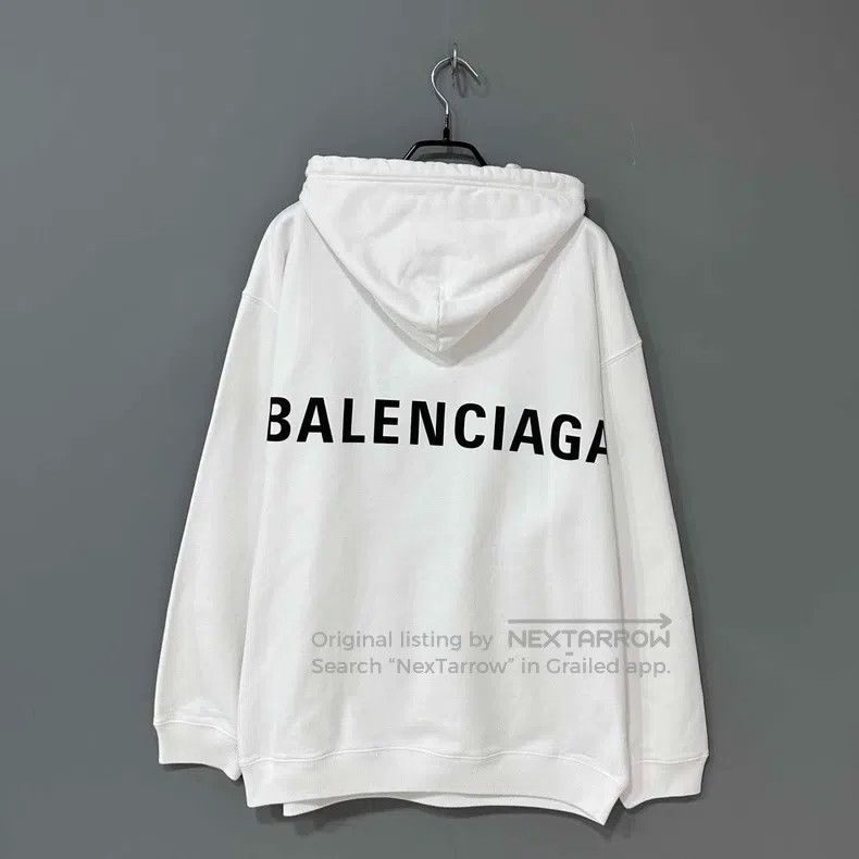 Balenciaga Balenciaga Back Logo White Hoodie Size US L / EU 52-54 / 3 - 3 Thumbnail