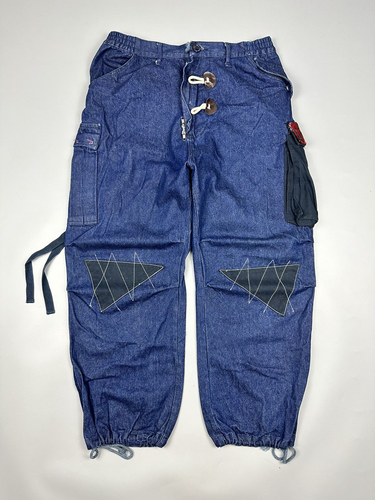 If Six Was Nine × Le Grande Bleu (L.G.B.) 🔥Rare🔥Kapital Inspired Baggy Twist Waist Sashiko Denim Size US 35 - 1 Thumbnail