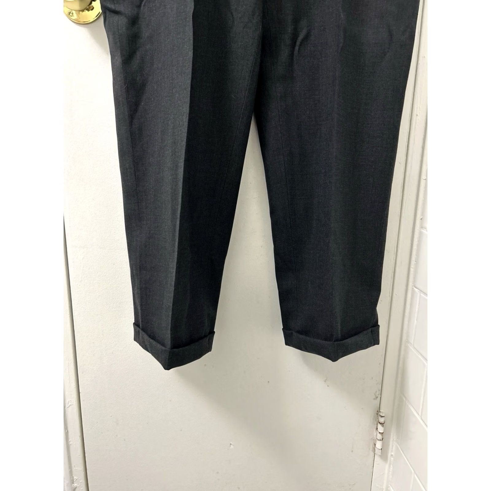 Vintage LL Bean Pants Mens 38x31 Gray 100% Wool YKK Cuffed Classic Fit Trousers 285236 Size US 38 / EU 54 - 3 Thumbnail