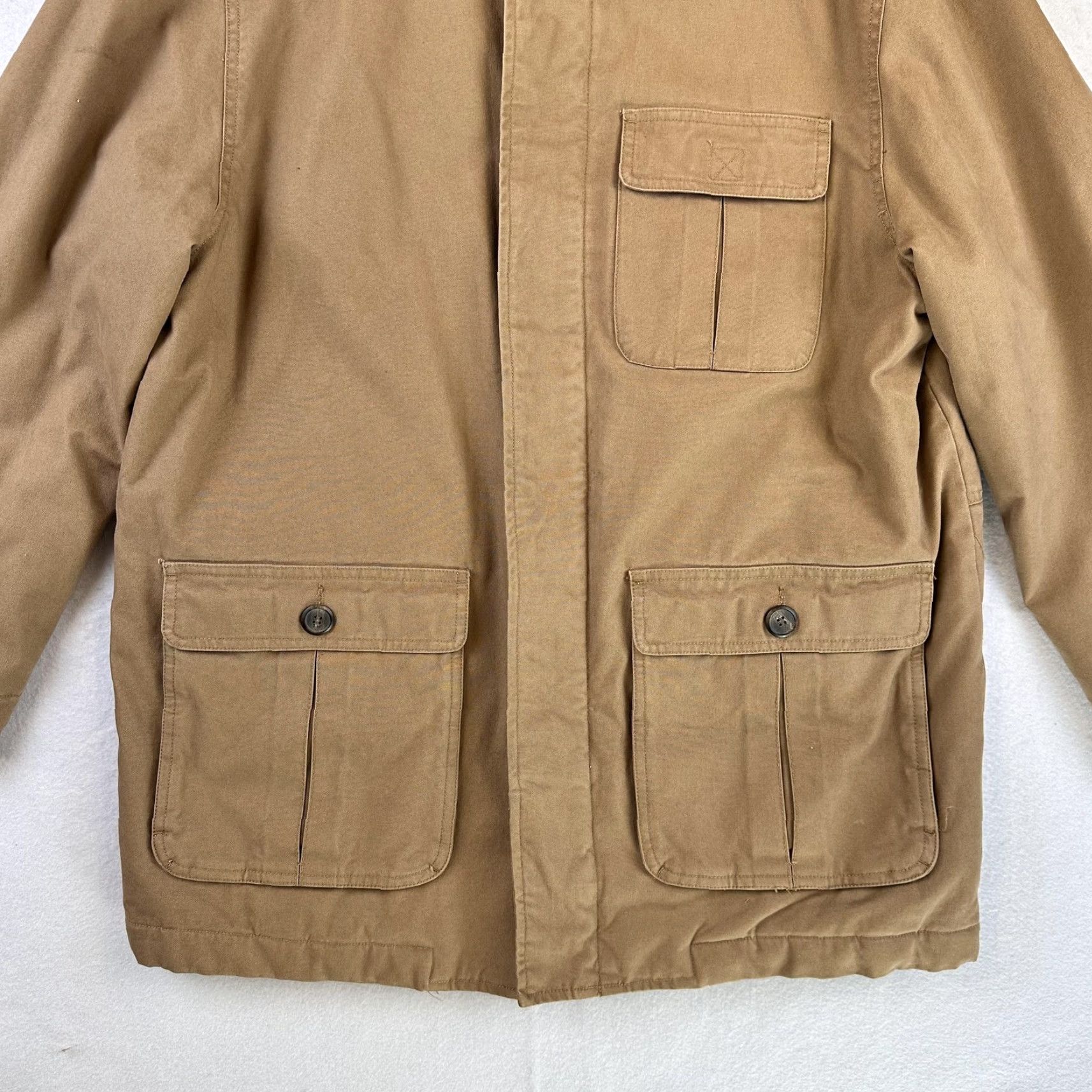 Vintage St. John's Bay Jacket Mens Large Canvas Barn Coat Leather Collar Plaid Lining Size US L / EU 52-54 / 3 - 5 Thumbnail