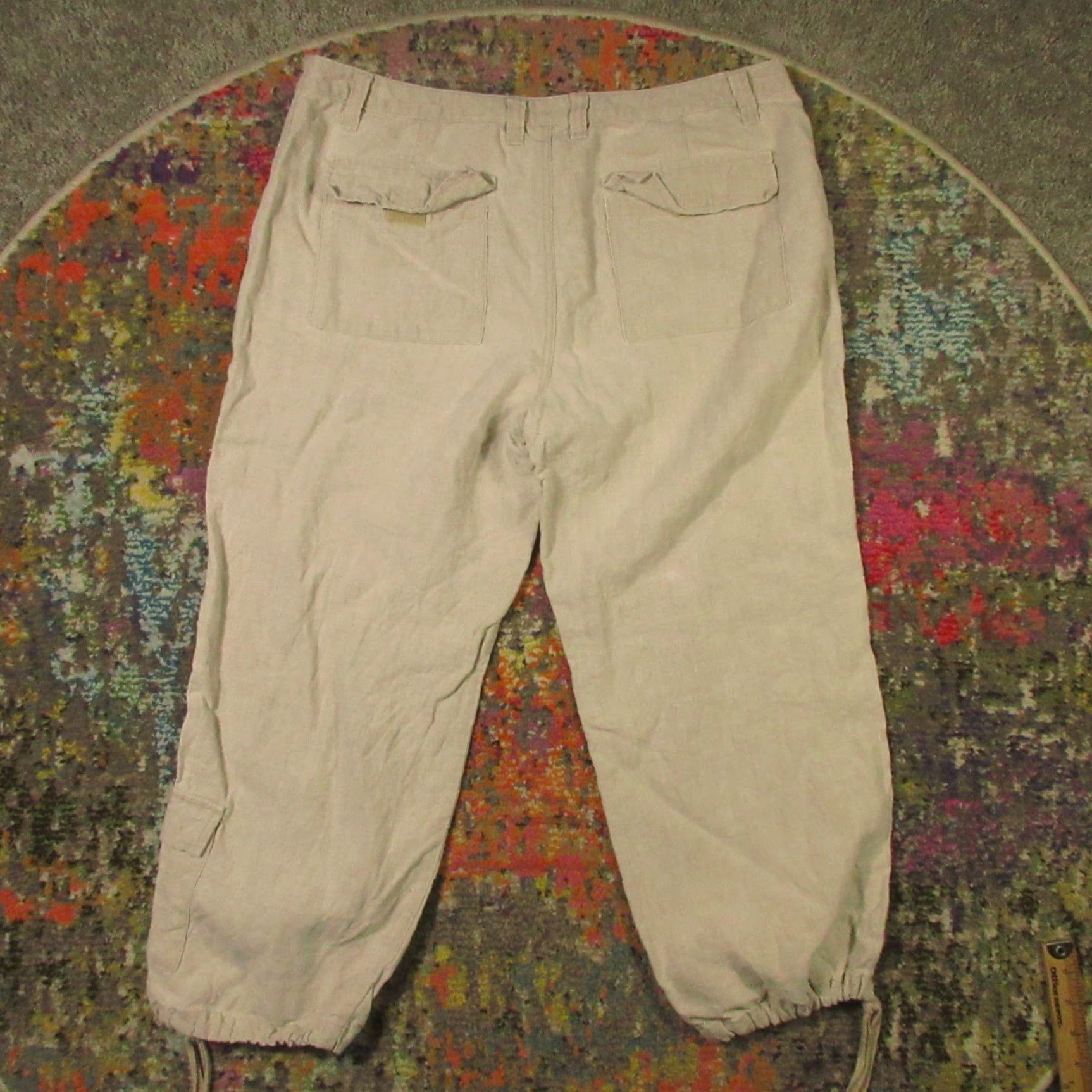 Eddie Bauer Eddie Bauer Linen Pants Women 14 Drawstring Straight Cargo Cropped 32x24 Beige Size 36" / US 14 / IT 50 - 2 Thumbnail