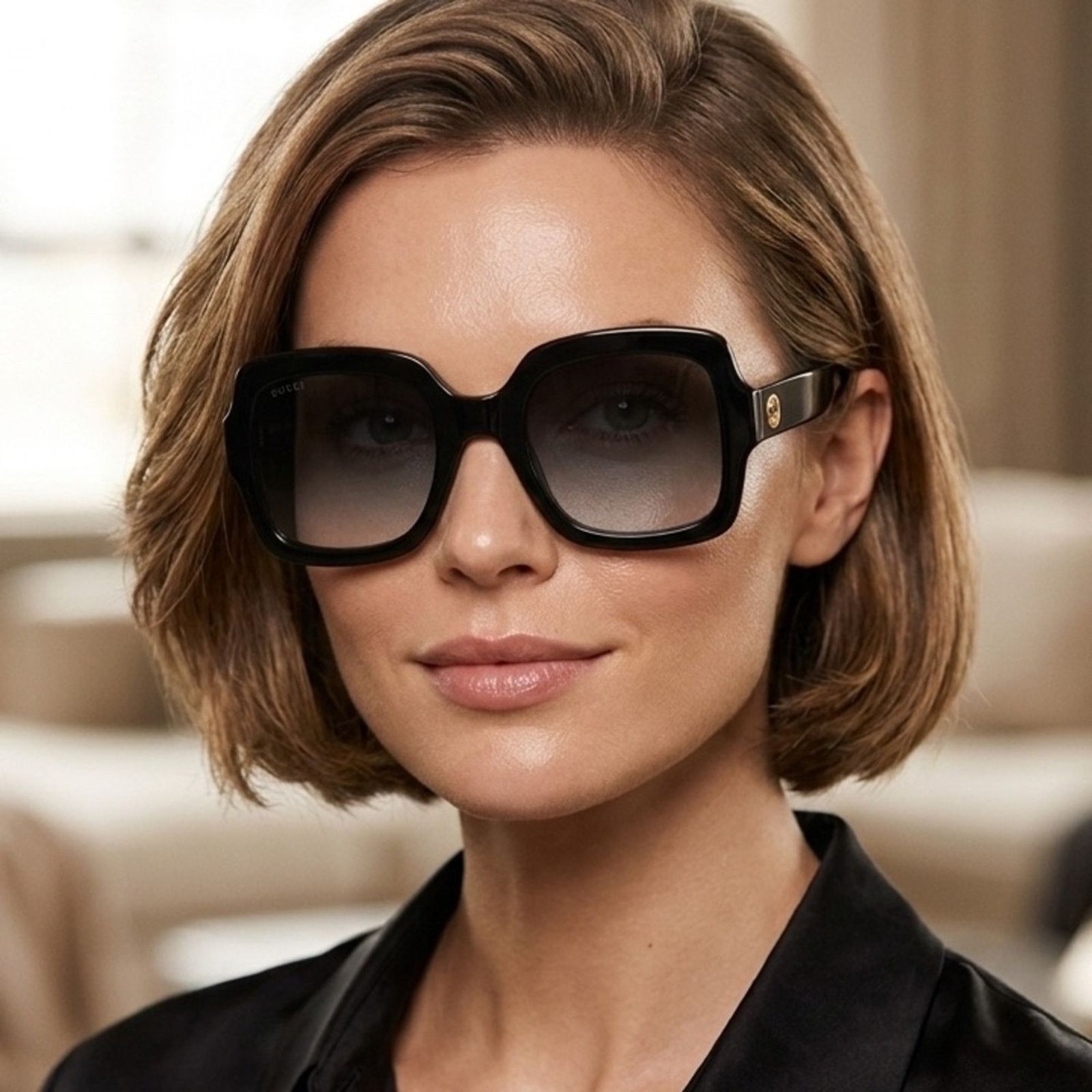 Gucci New! Gucci GG1337S 001 Black Square Oversized Sunglasses Size ONE SIZE - 2 Thumbnail