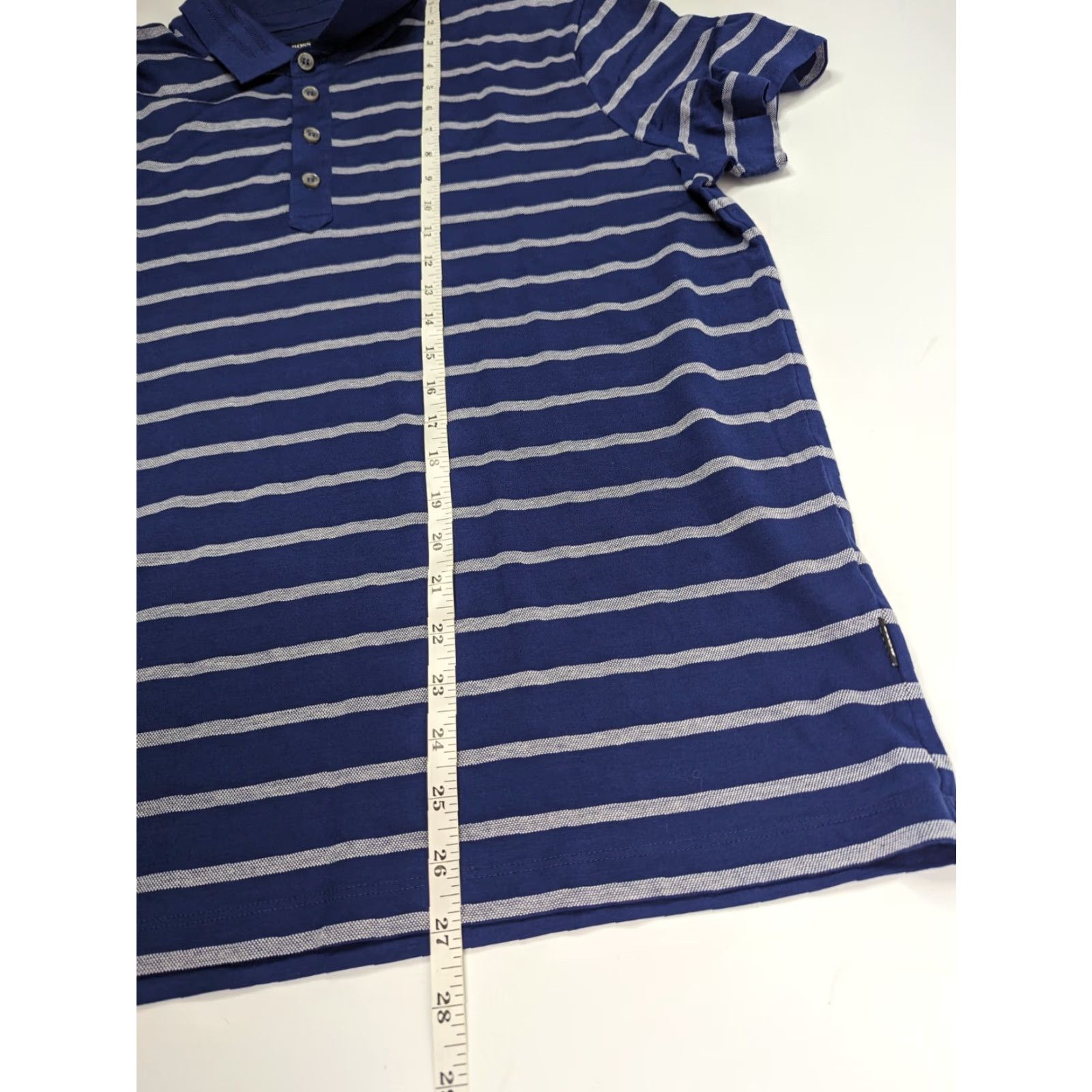Hugo Boss HUGO BOSS Polo Shirt Men's XL Blue White Striped Peru Cotton Short Sleeve Size US XL / EU 56 / 4 - 3 Thumbnail