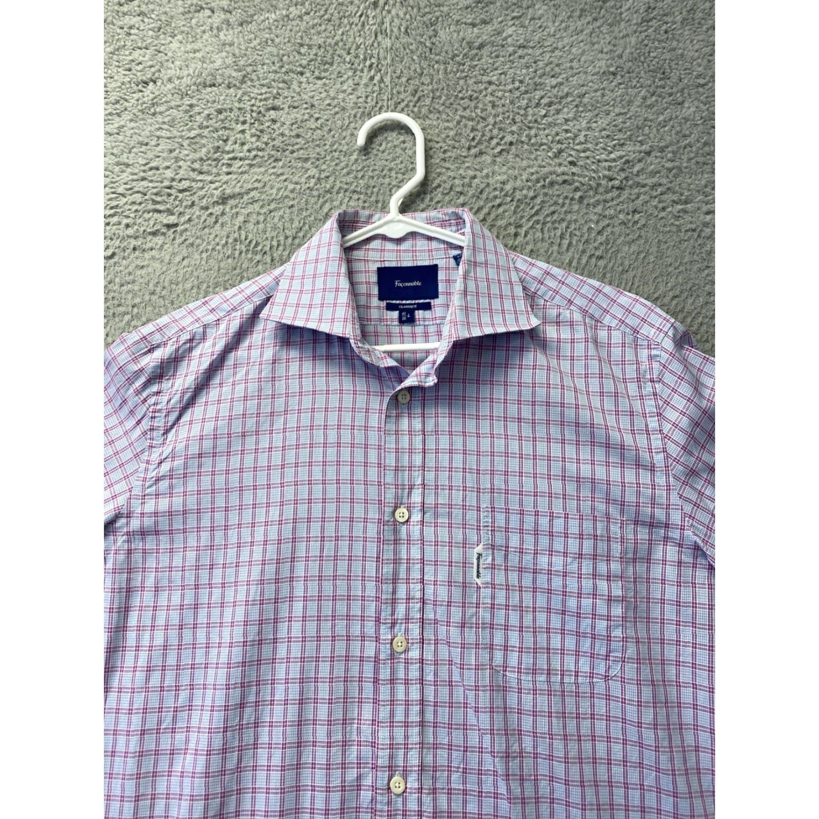 Faconnable Façonnable Shirt Mens Size L Pink Plaid Casual Button Up Long Sleeve /73-74 Size US L / EU 52-54 / 3 - 3 Thumbnail