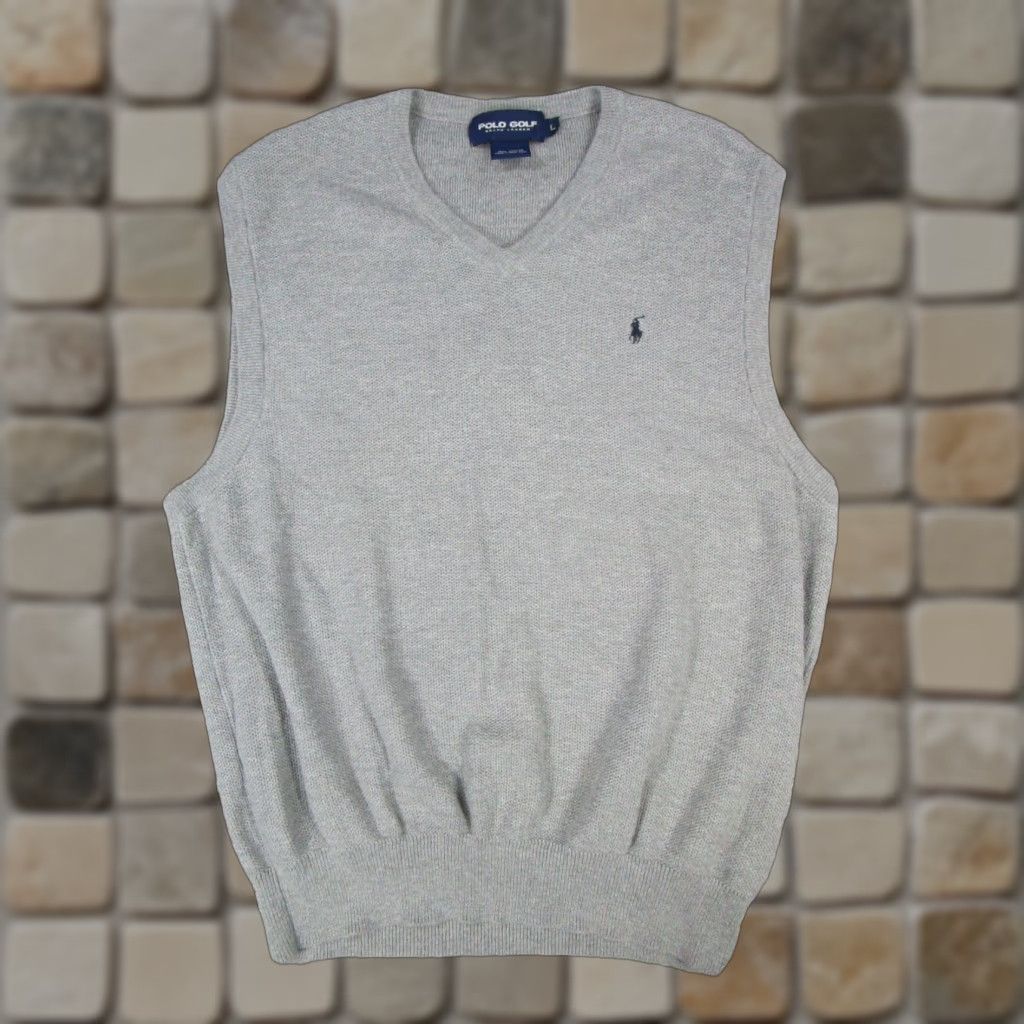 Polo Ralph Lauren VINTAGE Polo Golf Ralph Lauren Vest Mens Large Gray Cotton Knit Sweater Size US L / EU 52-54 / 3 - 1 Thumbnail